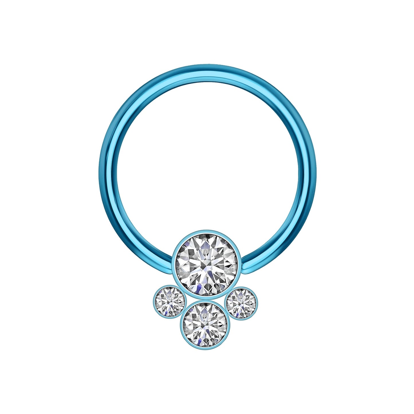 Titanium Captive Bead Ring with Four Zirconia Set