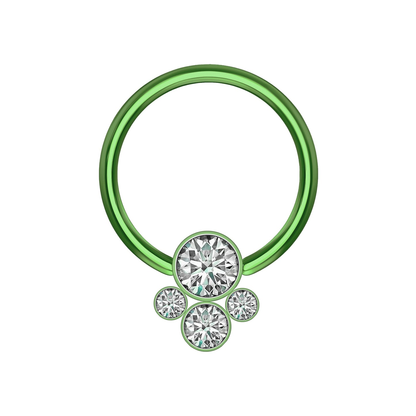 Titanium Captive Bead Ring with Four Zirconia Set
