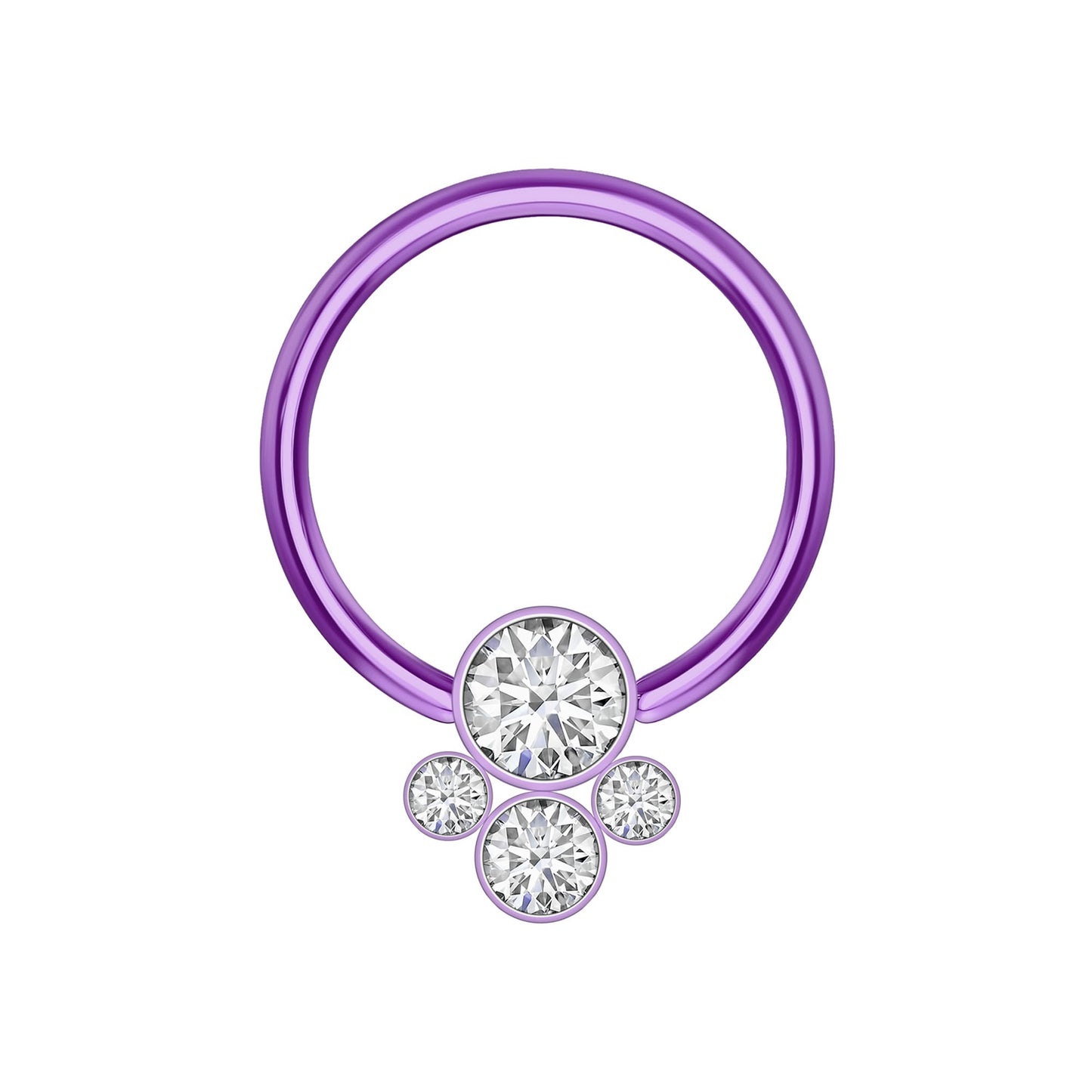 Titanium Captive Bead Ring with Four Zirconia Set