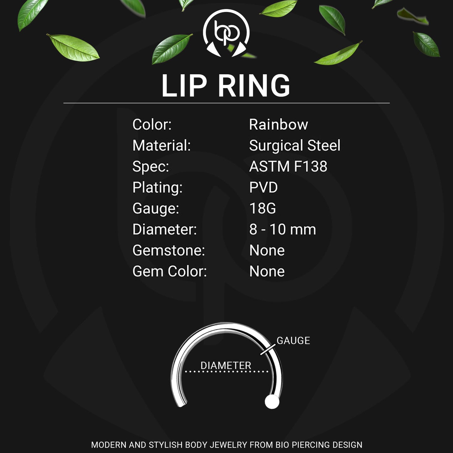 Surgical Steel Fake Lip Ring in Classic Style
