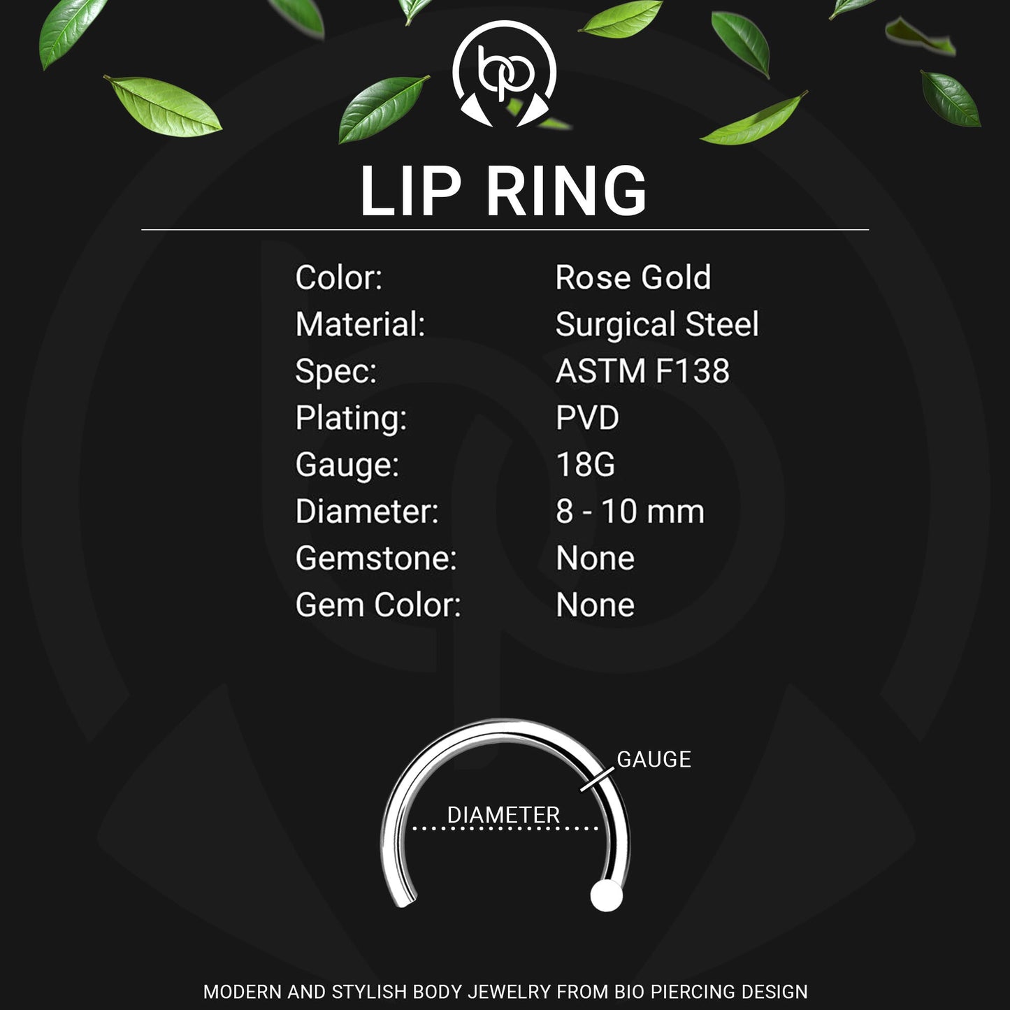 Surgical Steel Fake Lip Ring in Classic Style