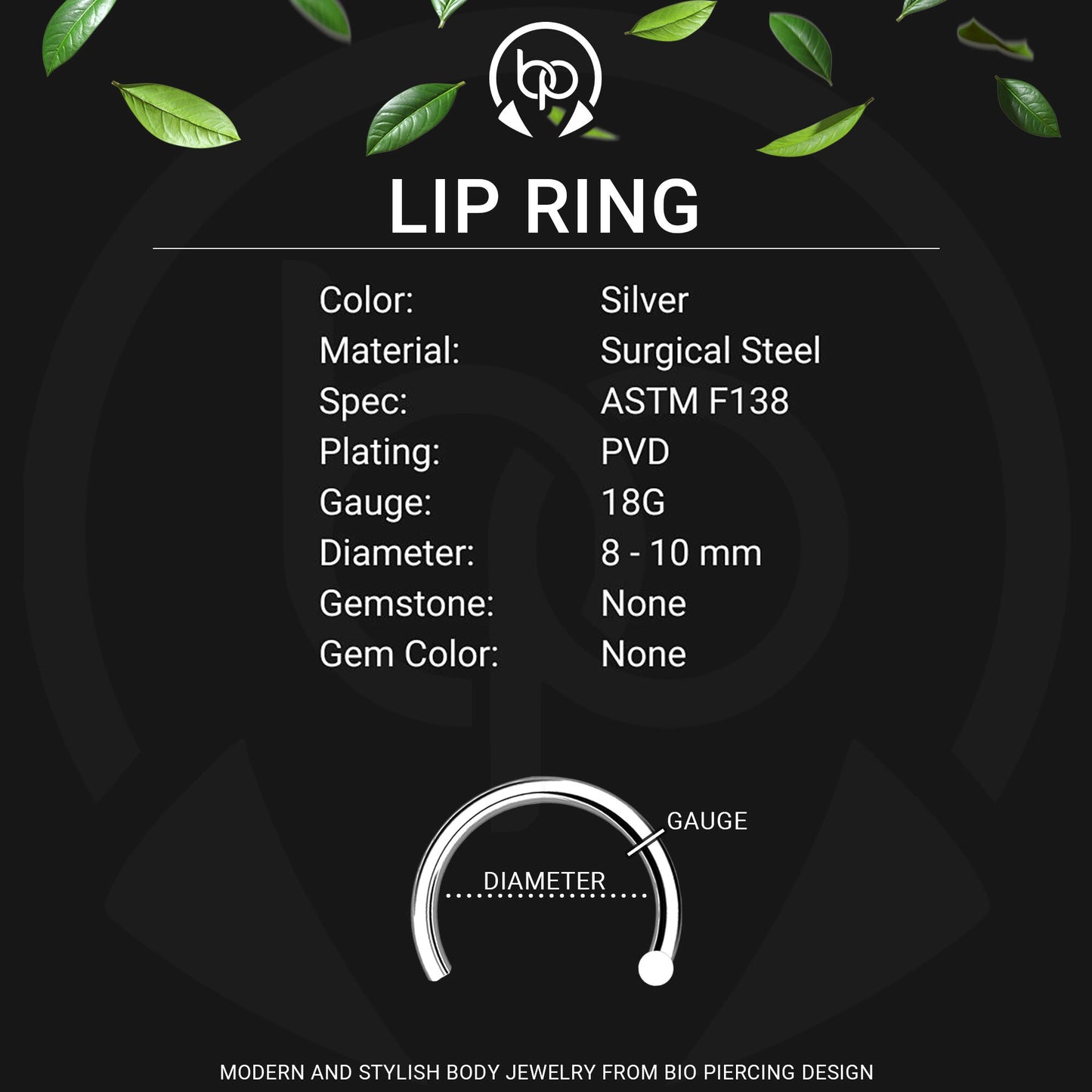 Surgical Steel Fake Lip Ring in Classic Style