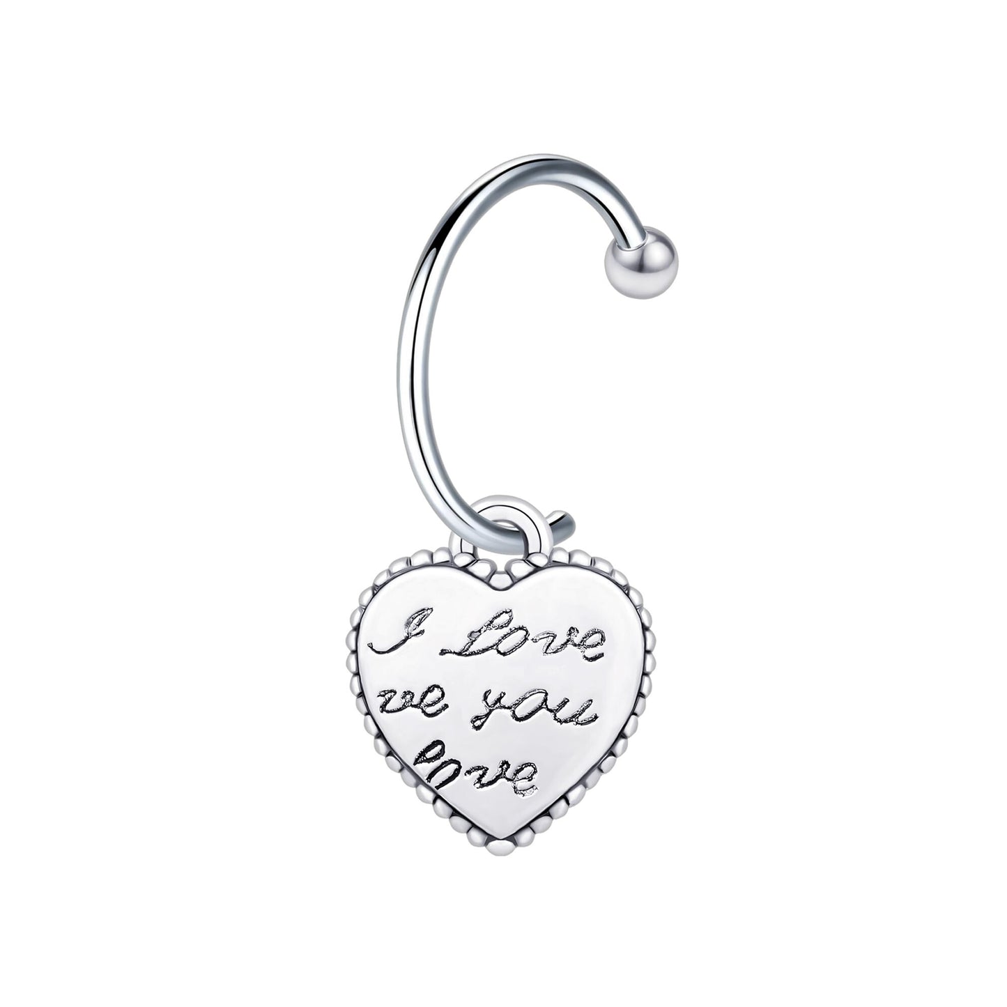 Surgical Steel Fake Lip Ring with Love You Heart