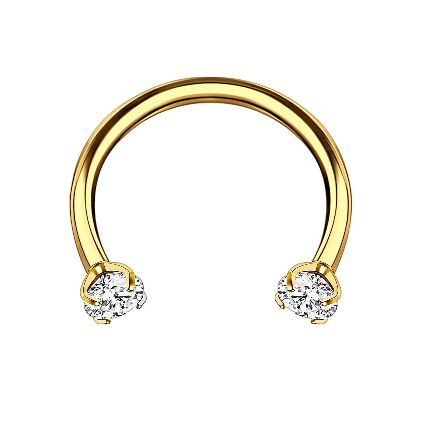Titanium Horseshoe Ring with Clear Zirconia