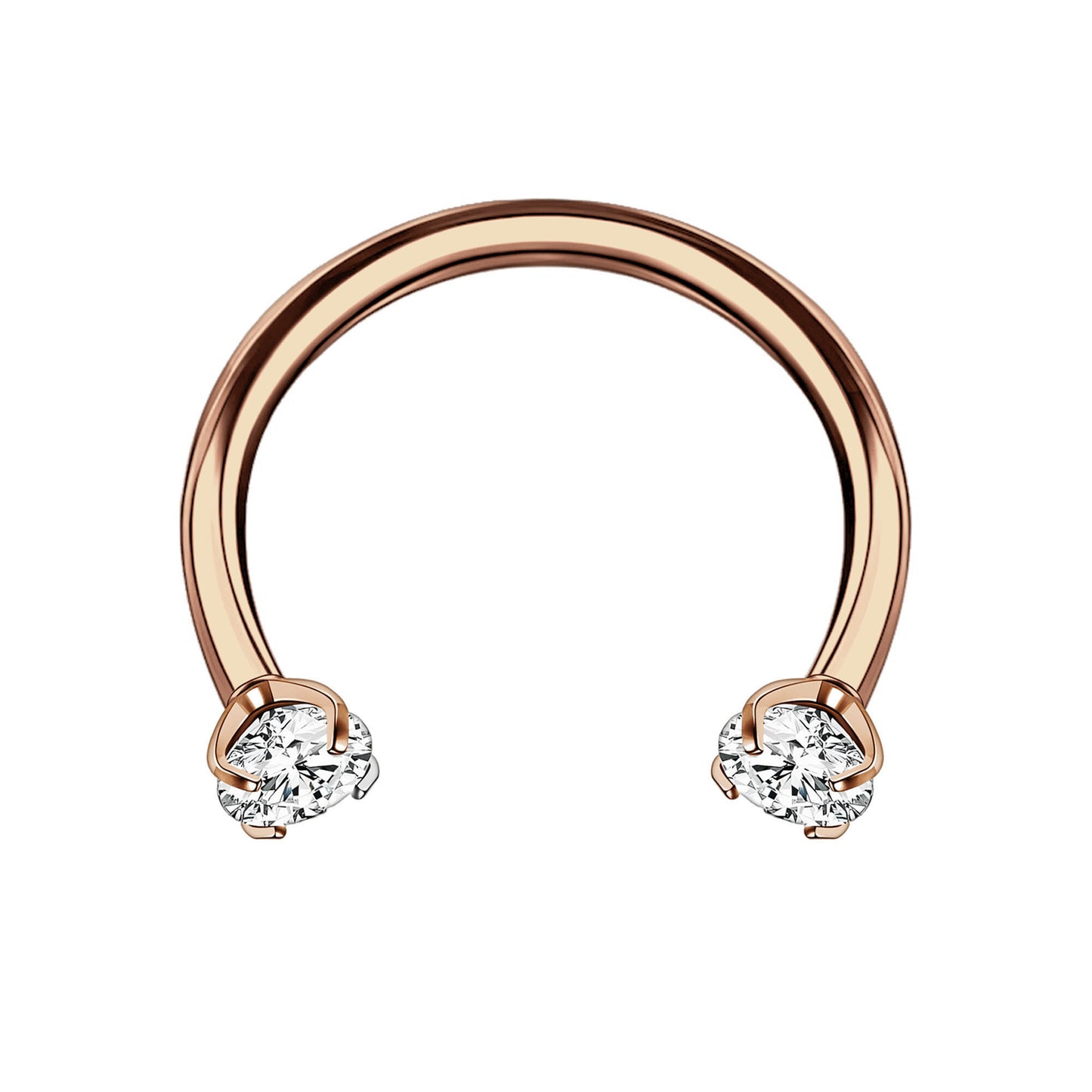 Titanium Horseshoe Ring with Clear Zirconia