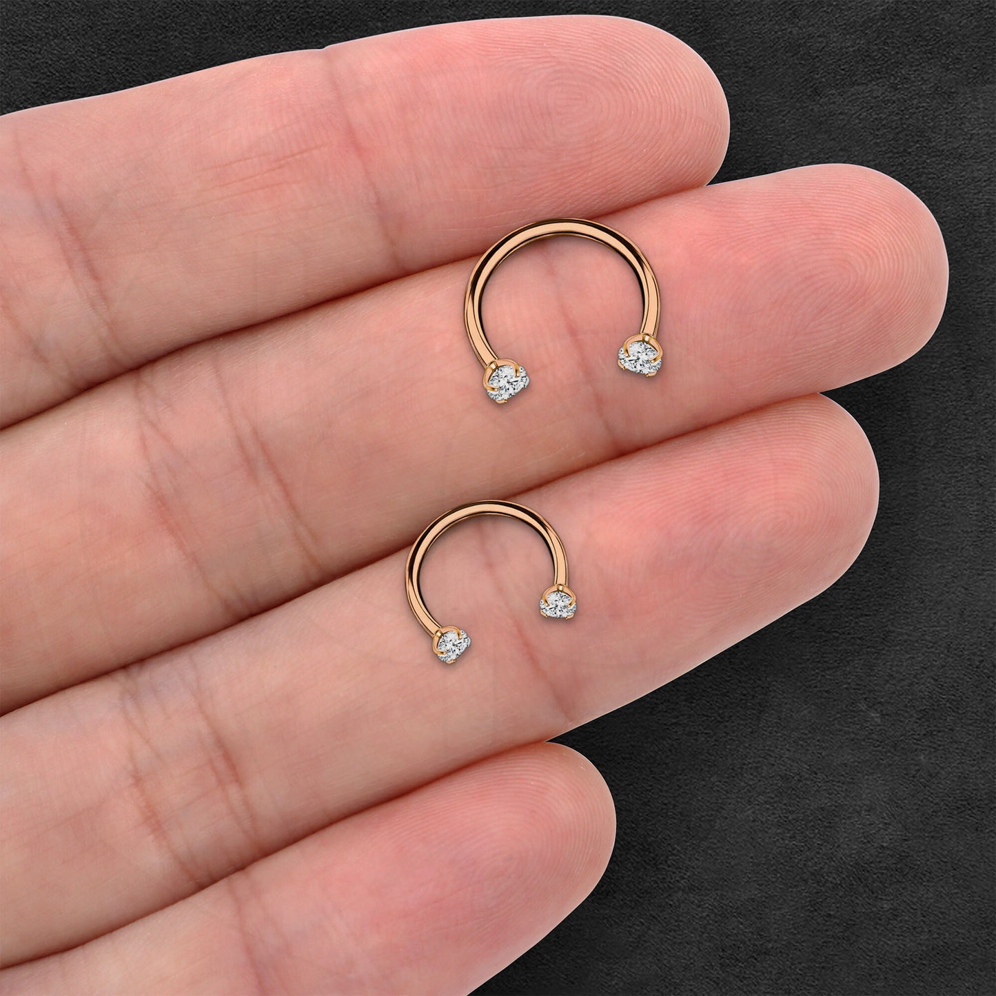 Titanium Horseshoe Ring with Clear Zirconia