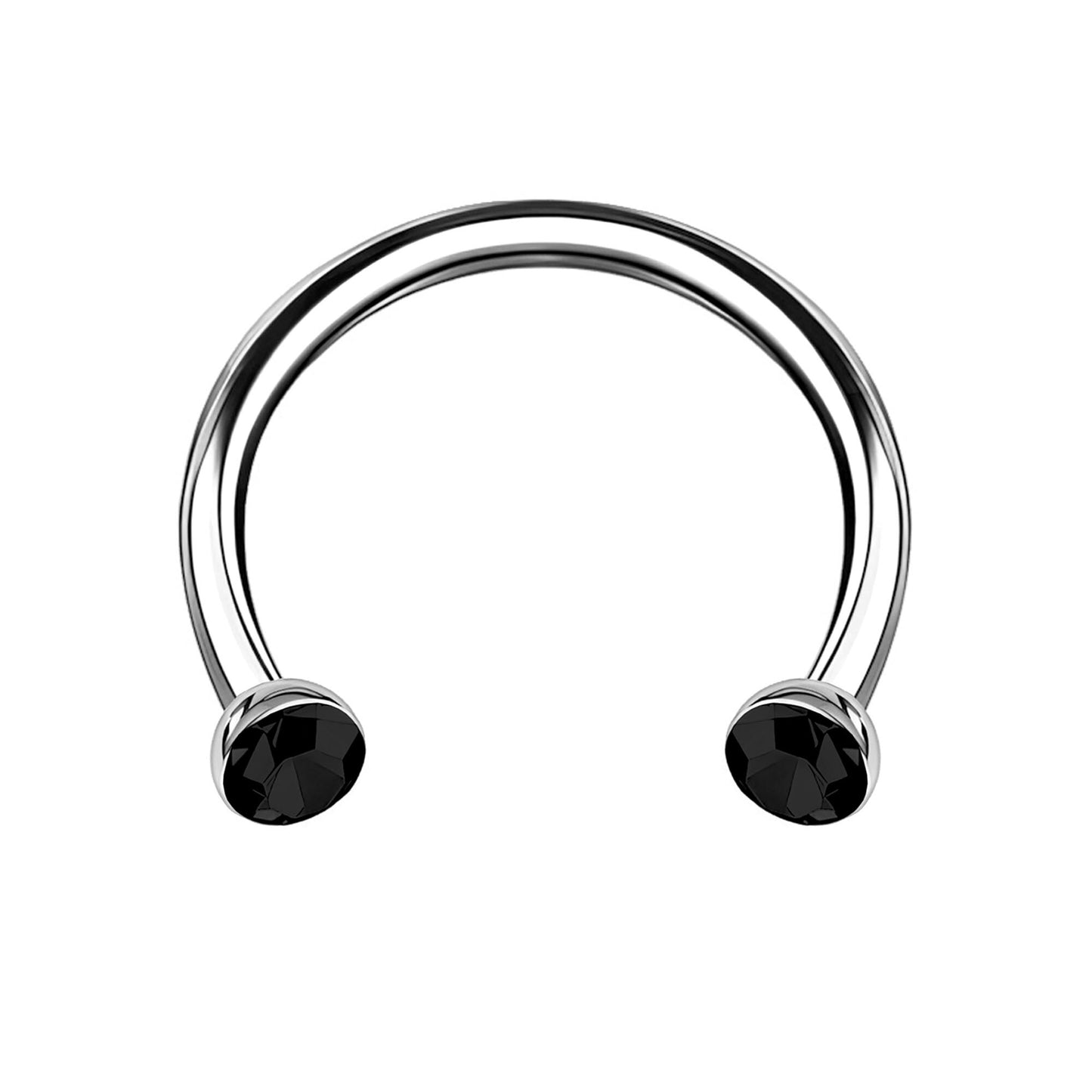 Titanium Horseshoe Ring with Black Crystals
