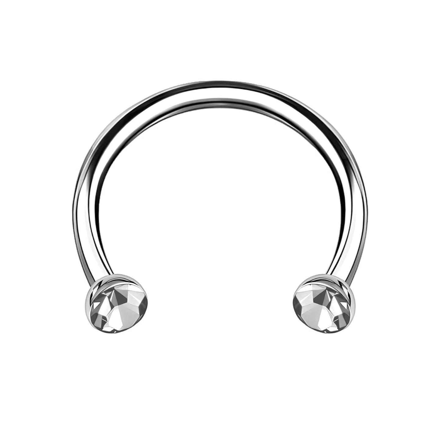 Titanium Horseshoe Ring with Clear Crystals
