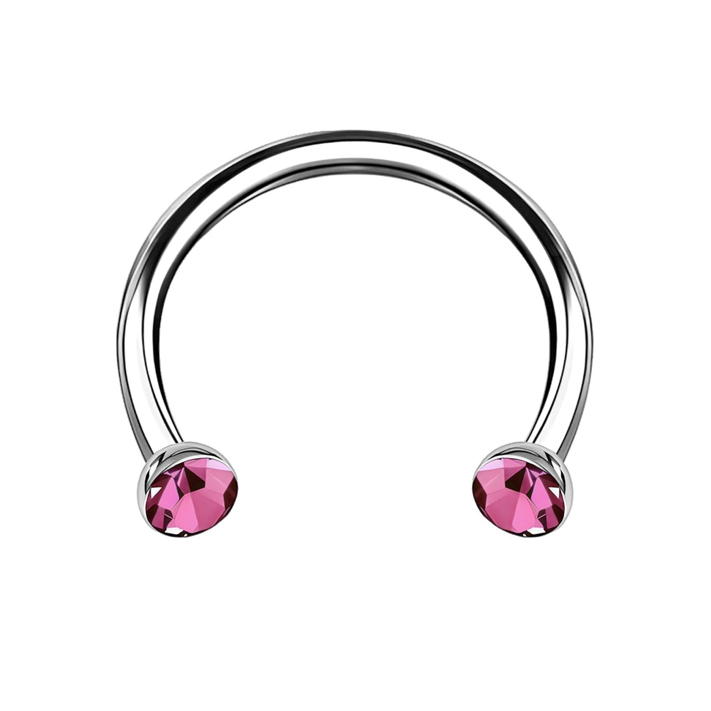 Titanium Horseshoe Ring with Pink Crystals
