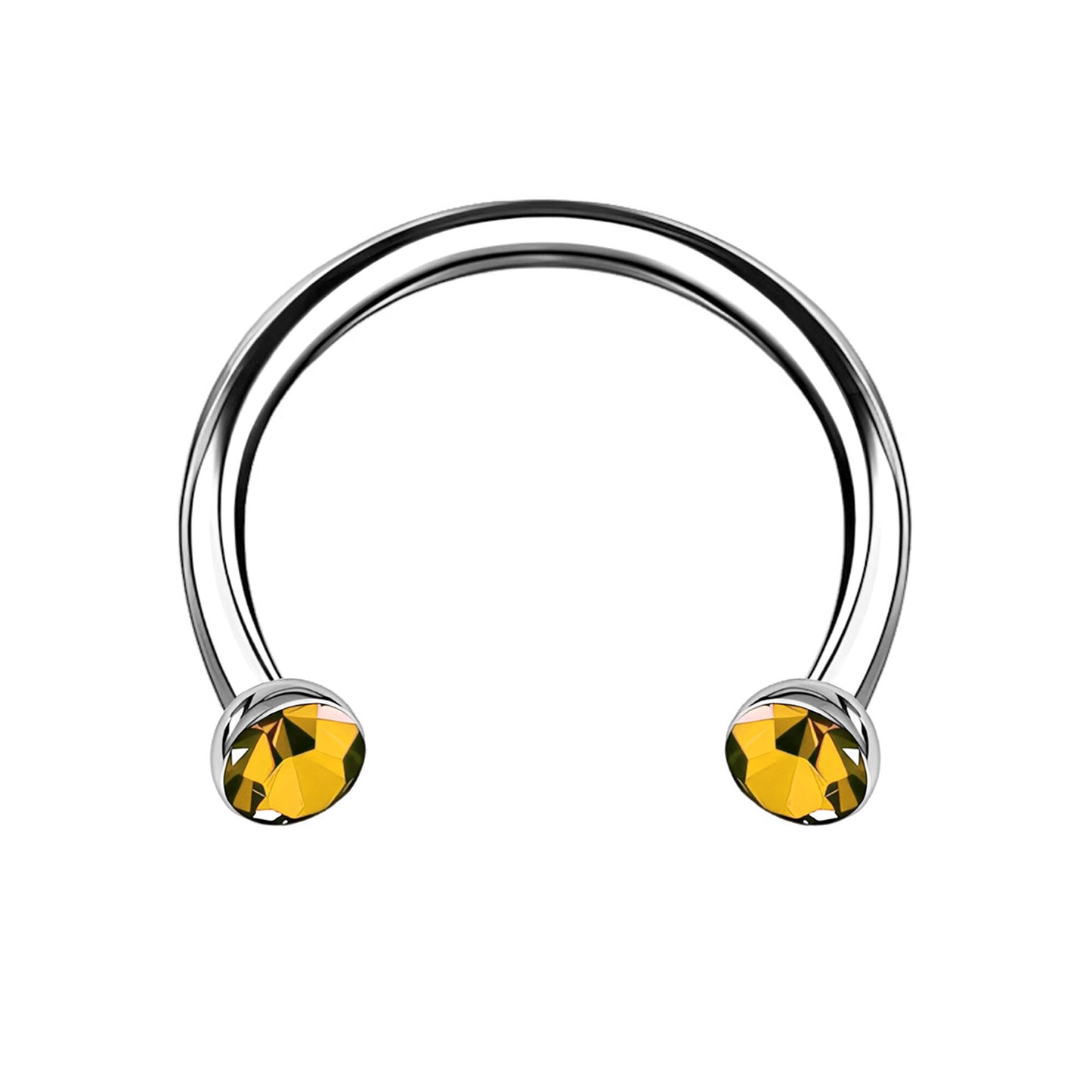 Titanium Horseshoe Ring with Yellow Crystals