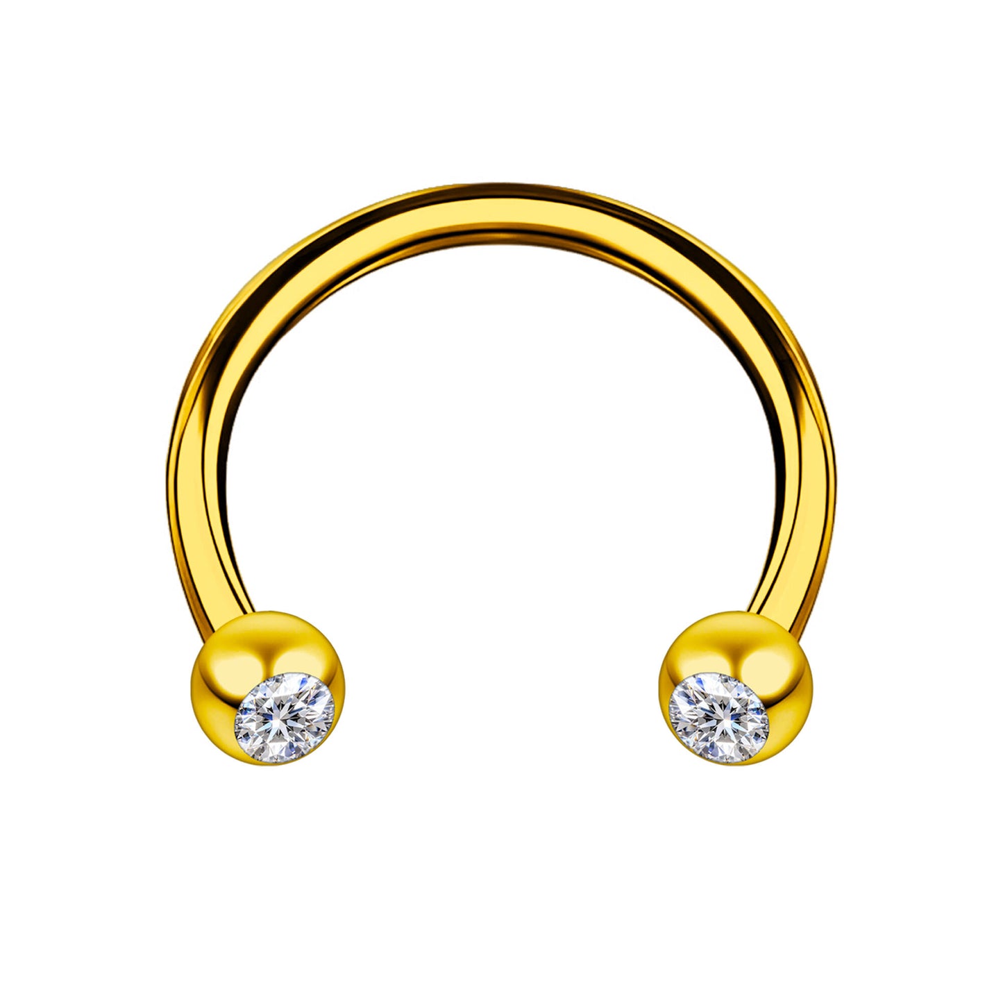 Surgical Steel Horseshoe Ring in Yellow with Clear CZ