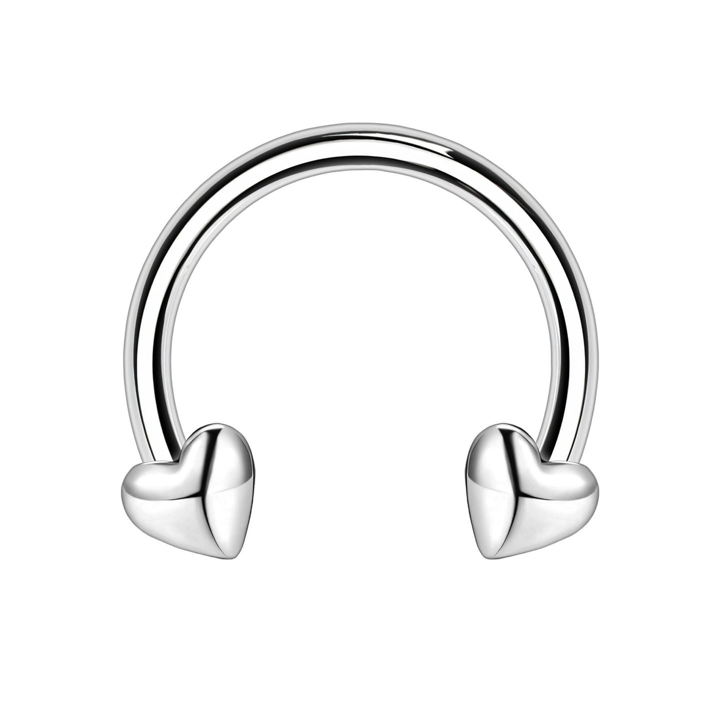 Surgical Steel Horseshoe Ring with Silver Hearts