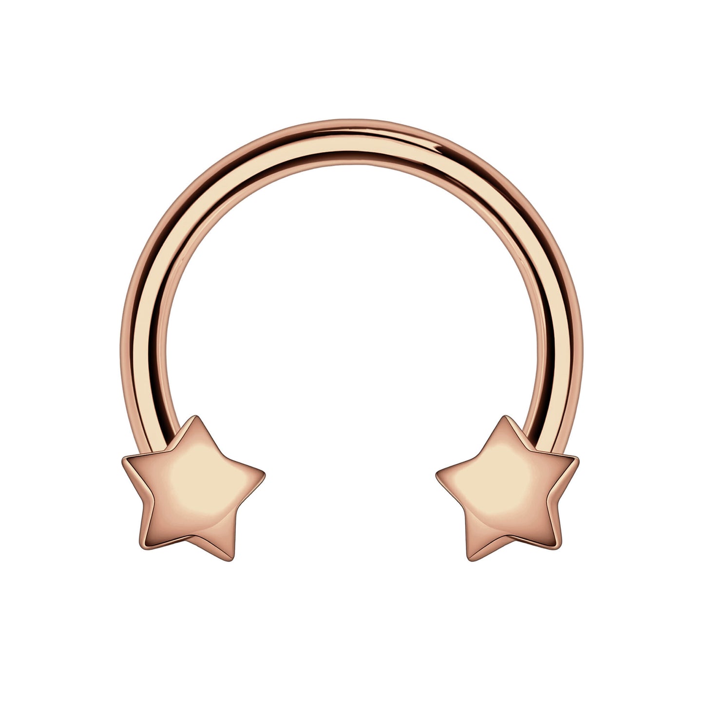 Surgical Steel Horseshoe Ring with Rose Gold Stars
