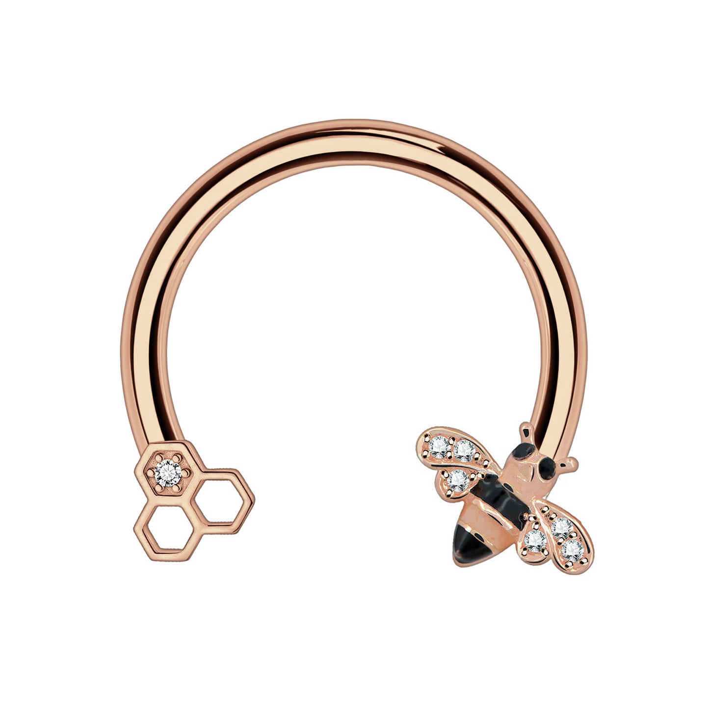 Surgical Steel Horseshoe Ring with Cute Bee