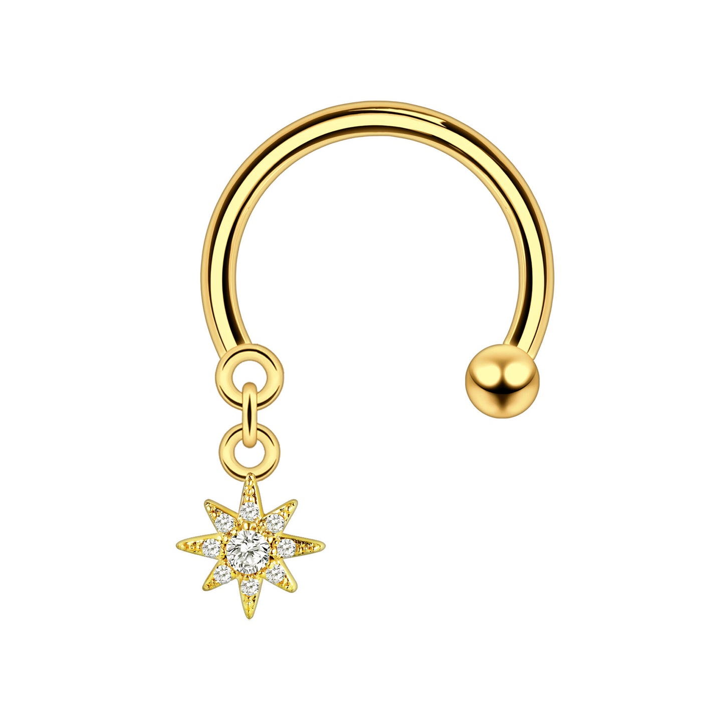 Surgical Steel Horseshoe Ring with Star Dangle