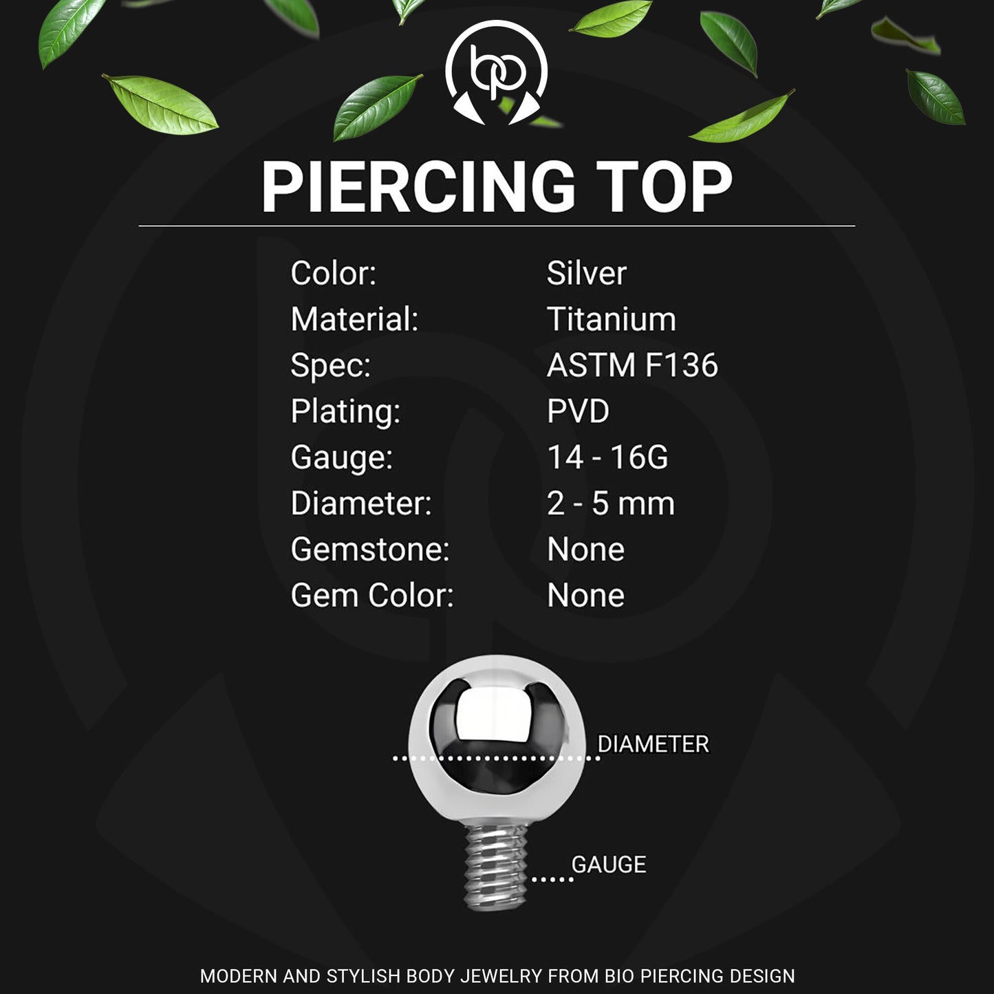 Titanium Ball Tops for Internally Threaded Barbell Bars