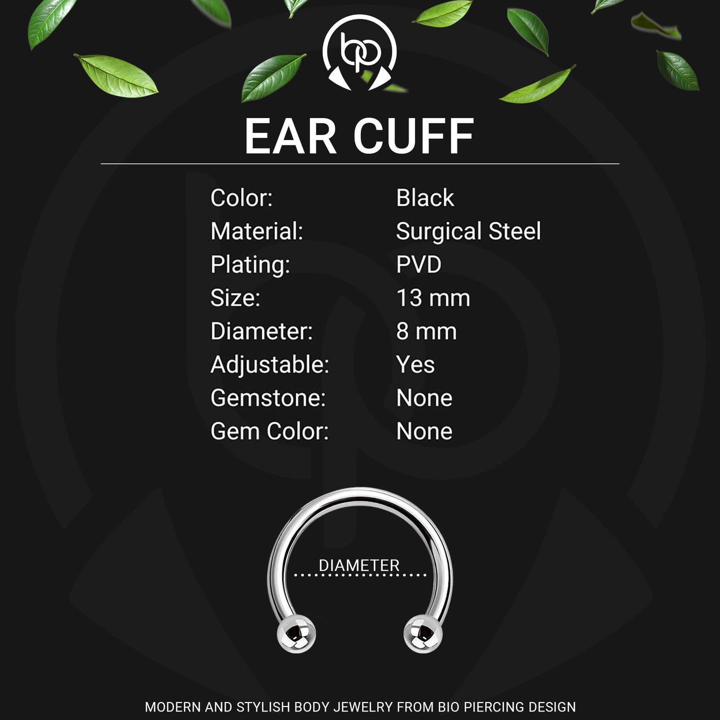 Surgical Steel Ear Cuff with Triple Hoops