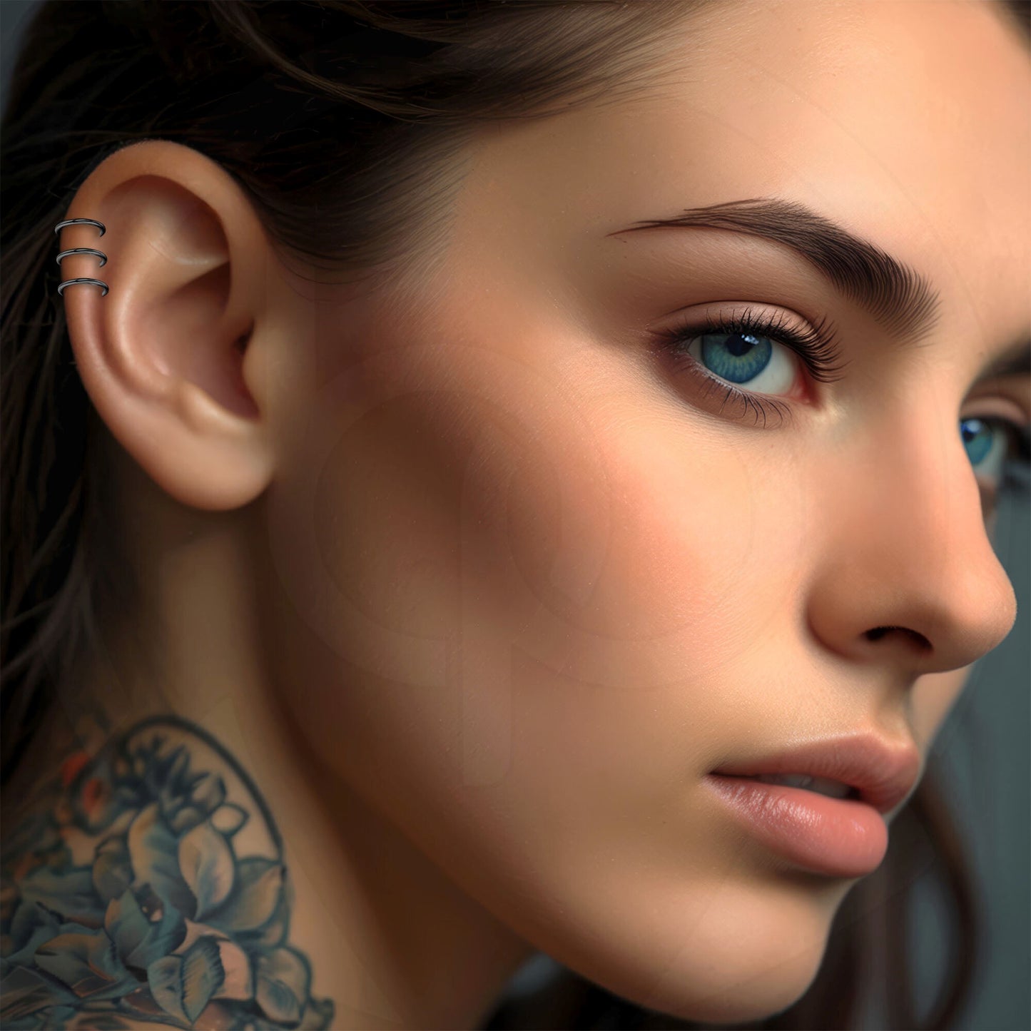 Surgical Steel Ear Cuff with Triple Hoops