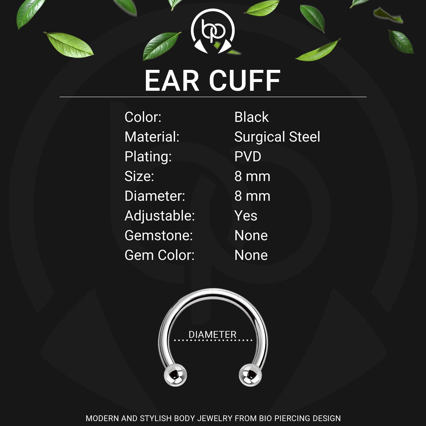 Surgical Steel Ear Cuff with Double Hoops