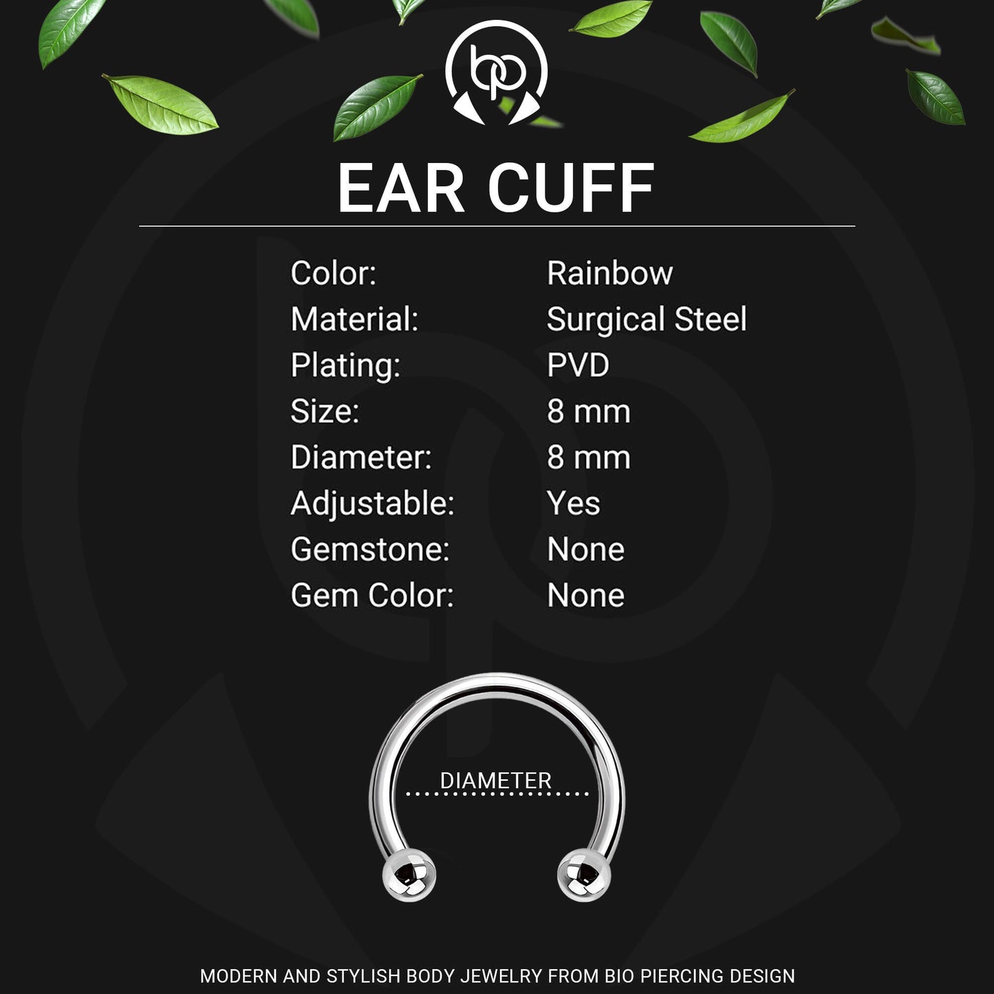 Surgical Steel Ear Cuff with Double Hoops