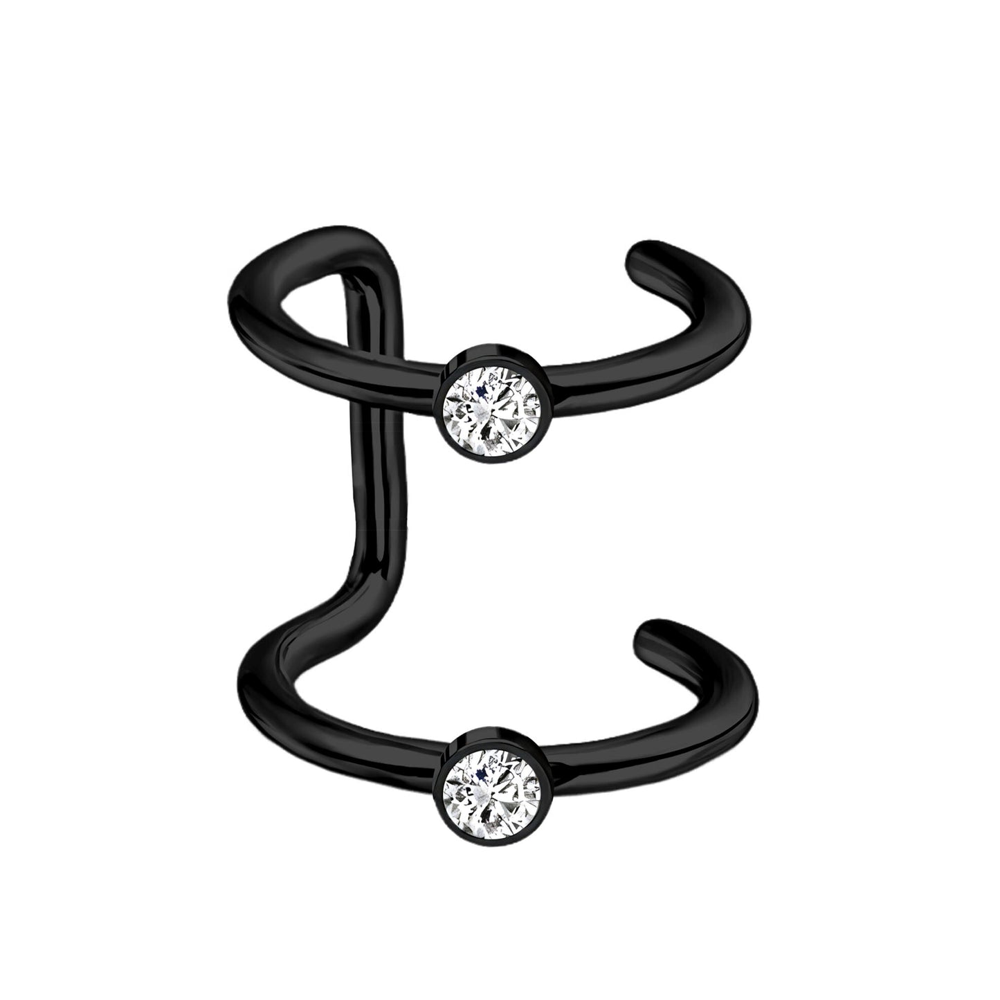Surgical Steel Ear Cuff with Double Hoops and Zirconia