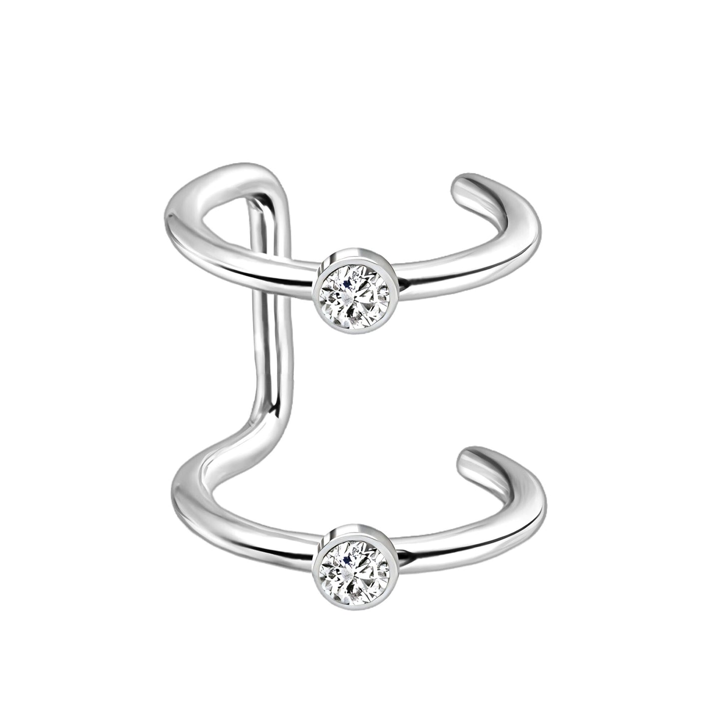 Surgical Steel Ear Cuff with Double Hoops and Zirconia