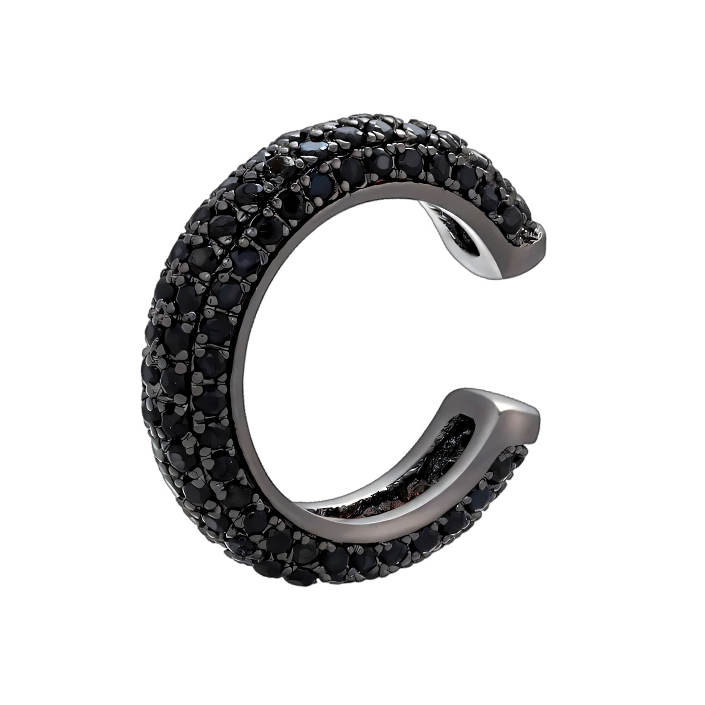 Black Oxide Ear Cuff in Thick Style with Black CZ