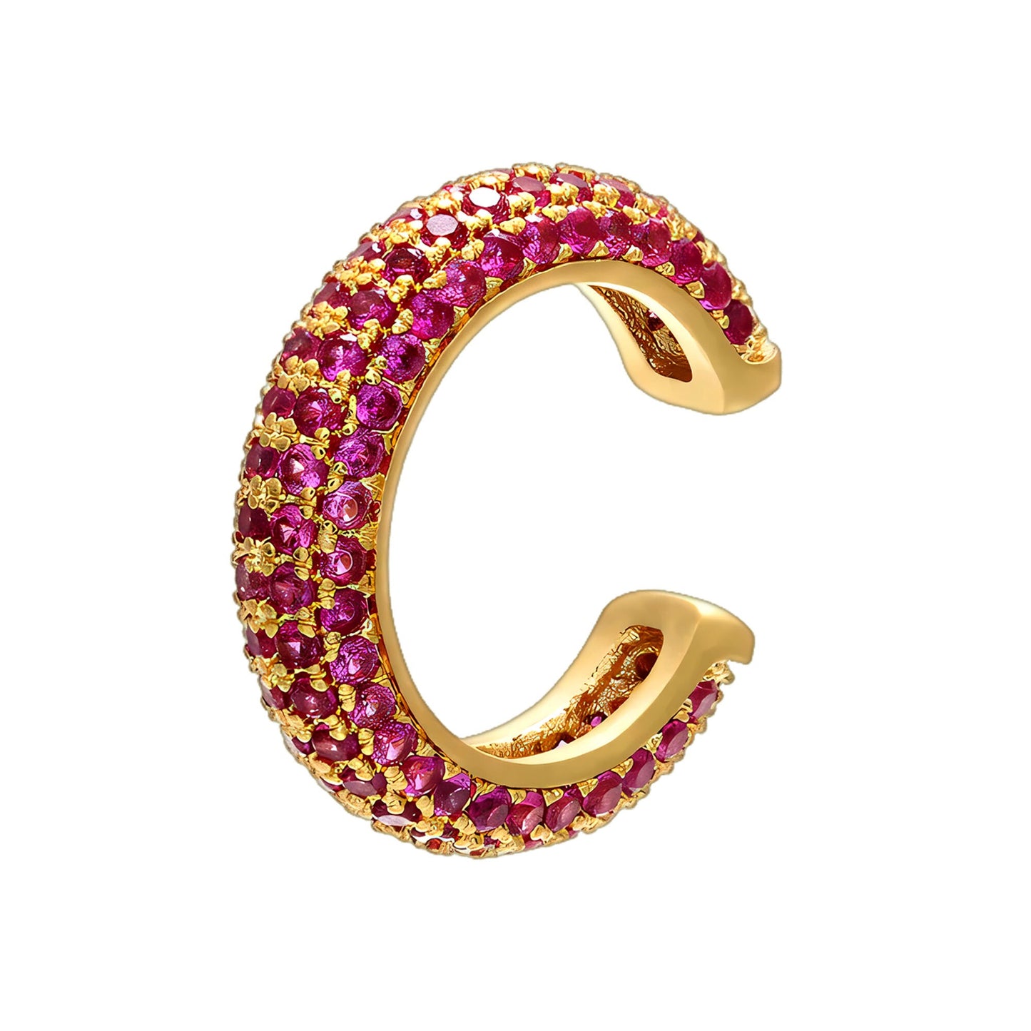 Gold Plated Ear Cuff in Thick Style with Purple CZ