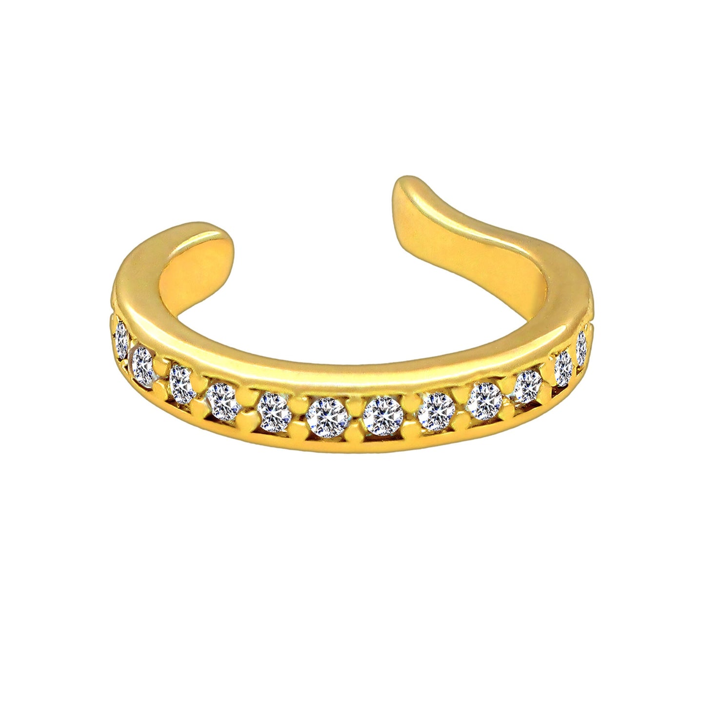 Gold Plated Ear Cuff in Modern Style with Zirconia