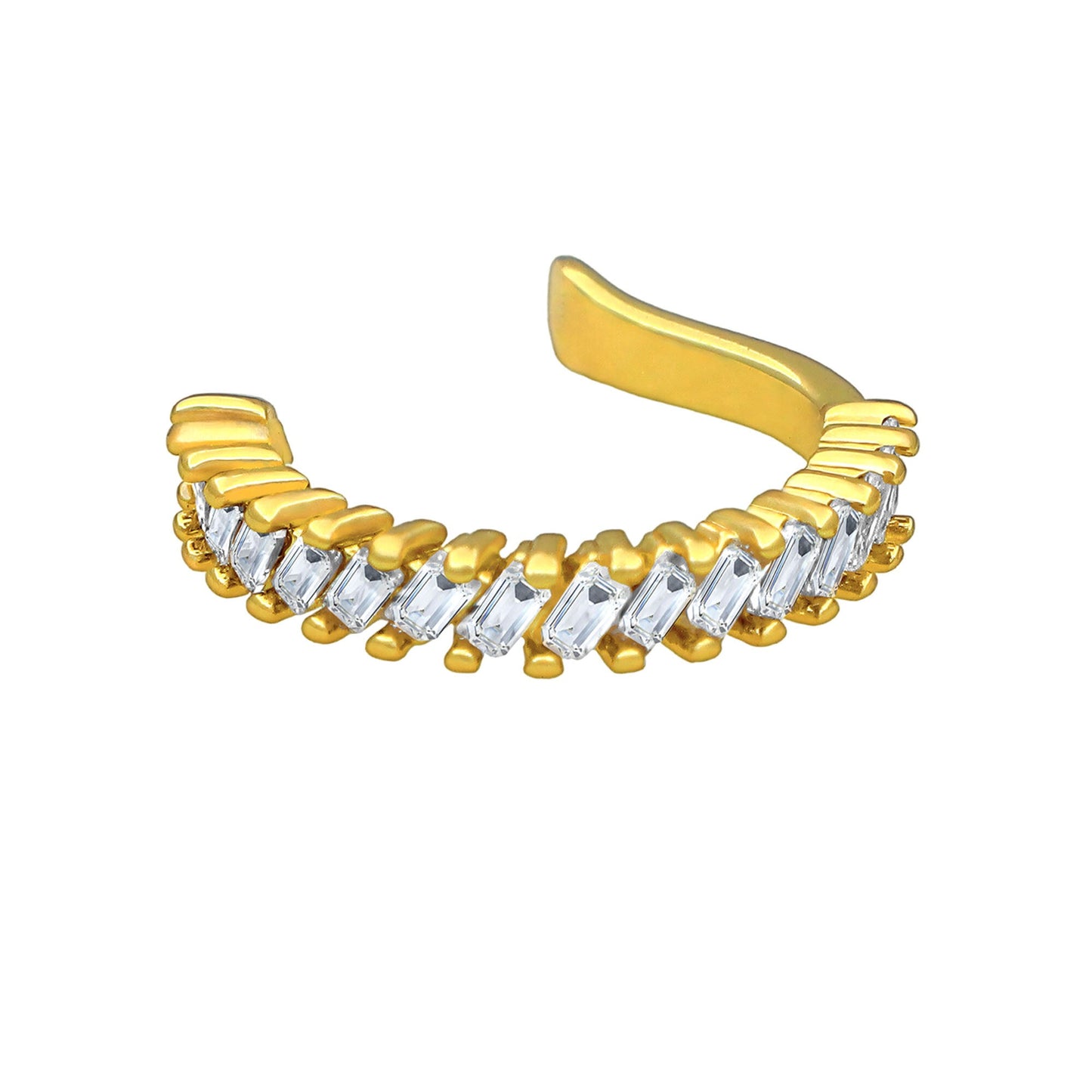 Gold Plated Ear Cuff in Modern Style with Zirconia