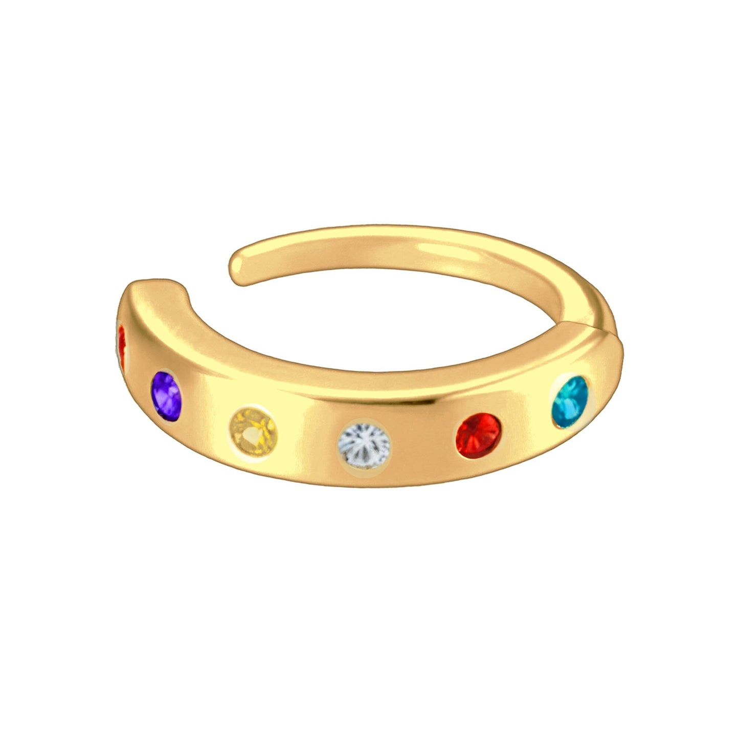 Gold Plated Ear Cuff with Rainbow Zirconia