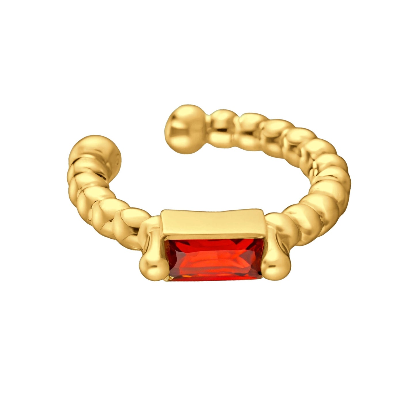 Gold Plated Ear Cuff with Red Zirconia