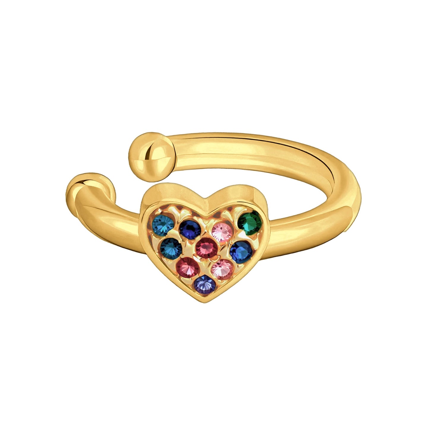 Gold Plated Ear Cuff with Rainbow Zirconia
