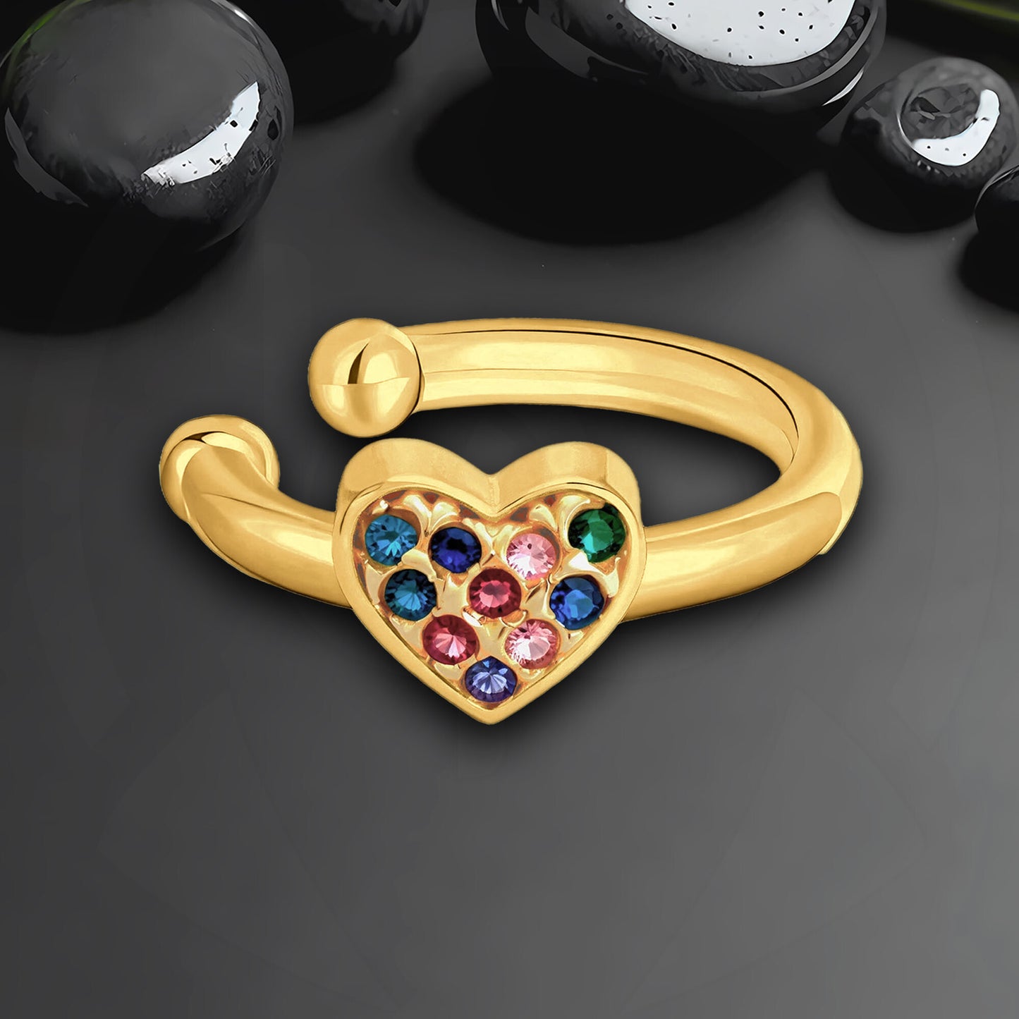 Gold Plated Ear Cuff with Rainbow Zirconia