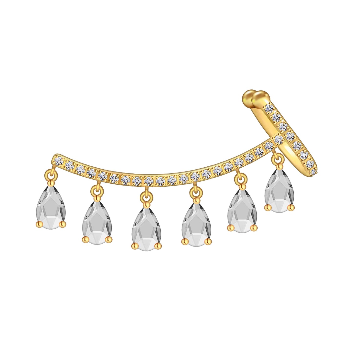 Gold Plated Ear Cuff Ear Crawler with Clear CZ