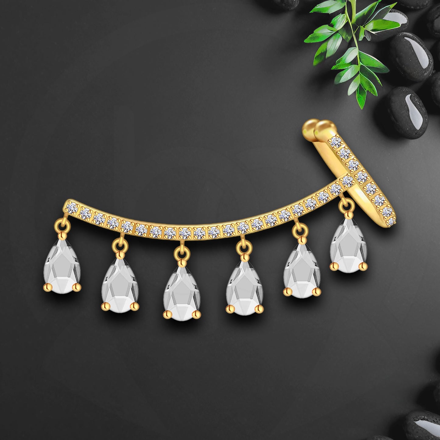 Gold Plated Ear Cuff Ear Crawler with Clear CZ