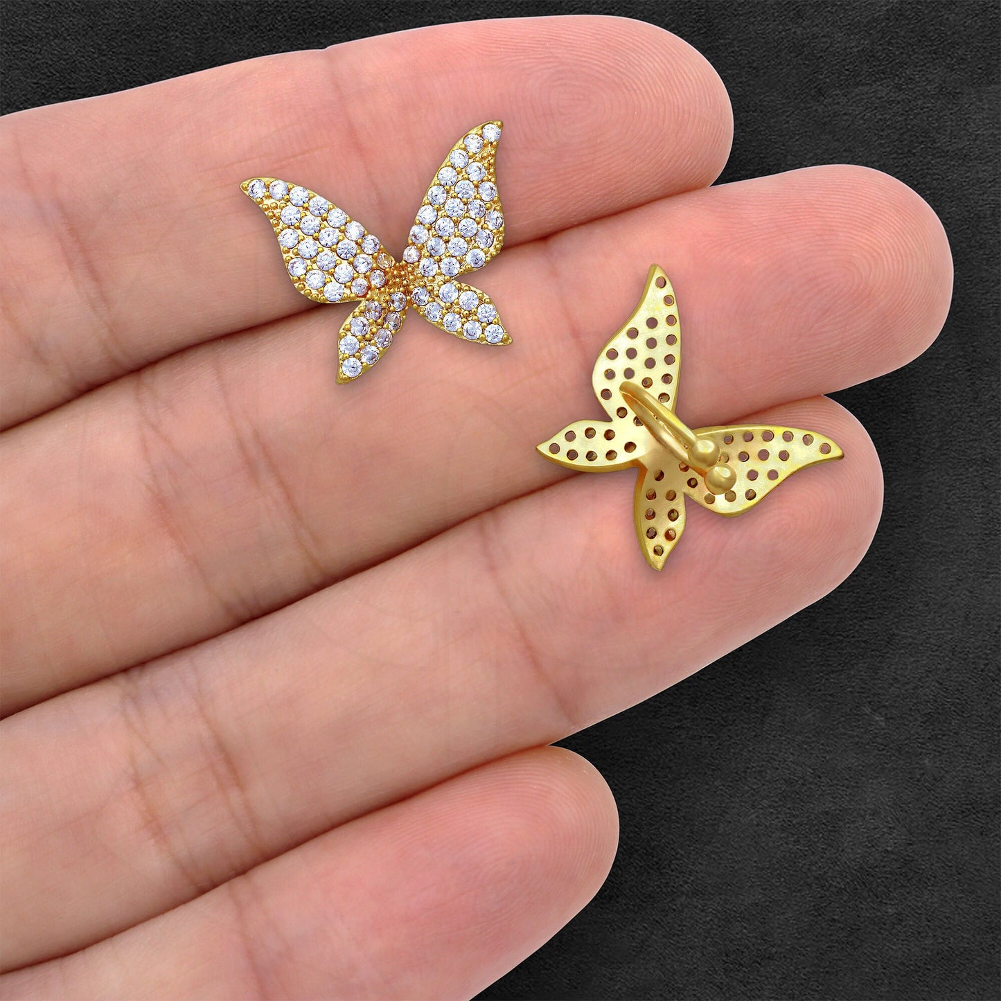 Gold Plated Ear Cuff with Butterfly and Zirconia