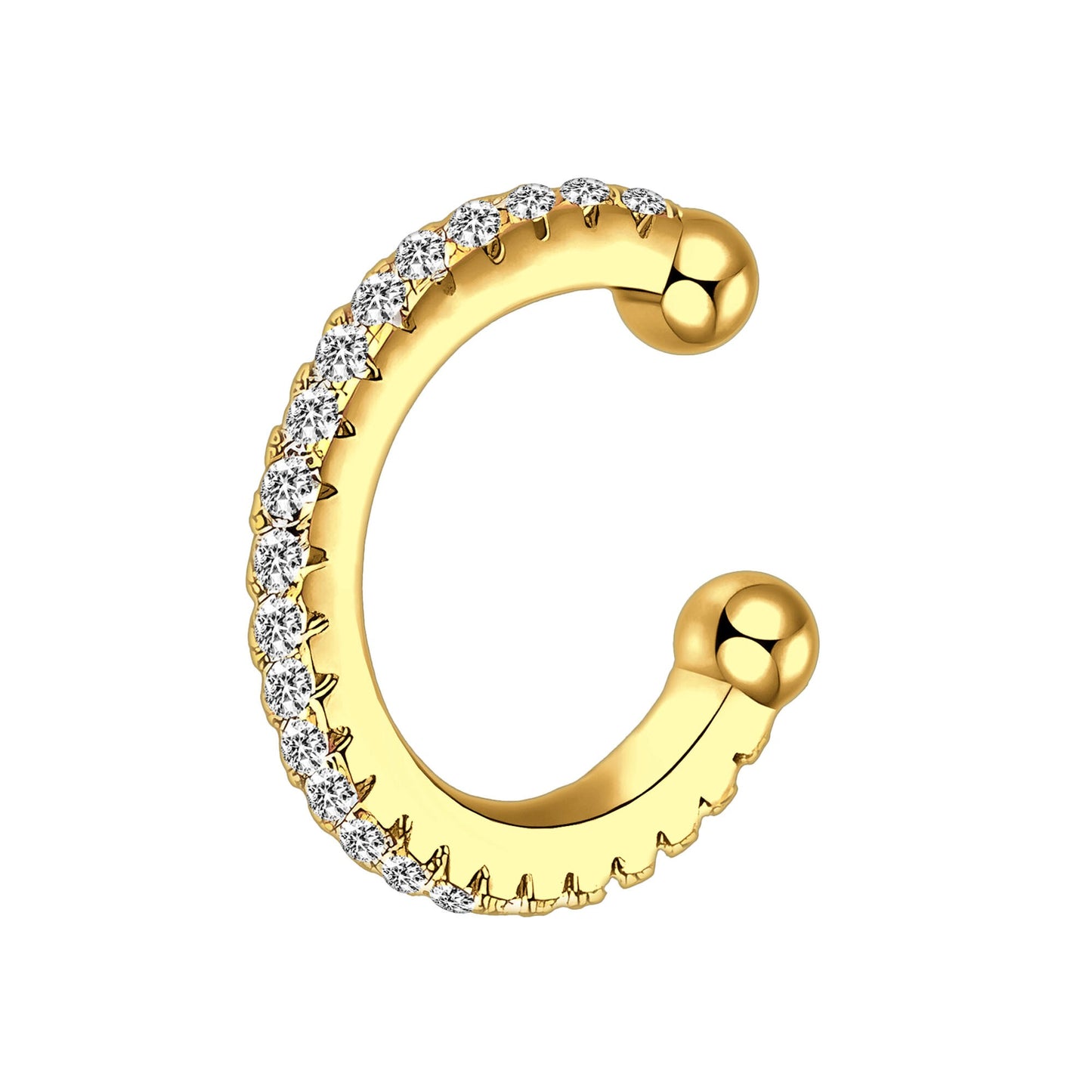 Gold Plated Ear Cuff in Classic Style with Zirconia