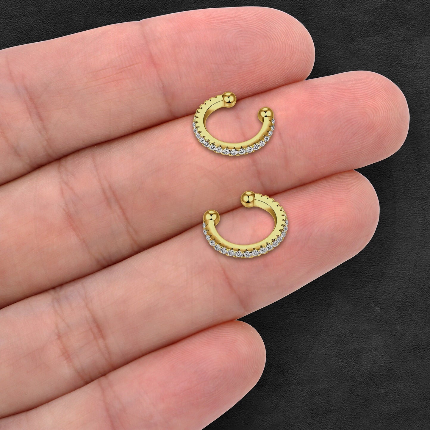 Gold Plated Ear Cuff in Classic Style with Zirconia