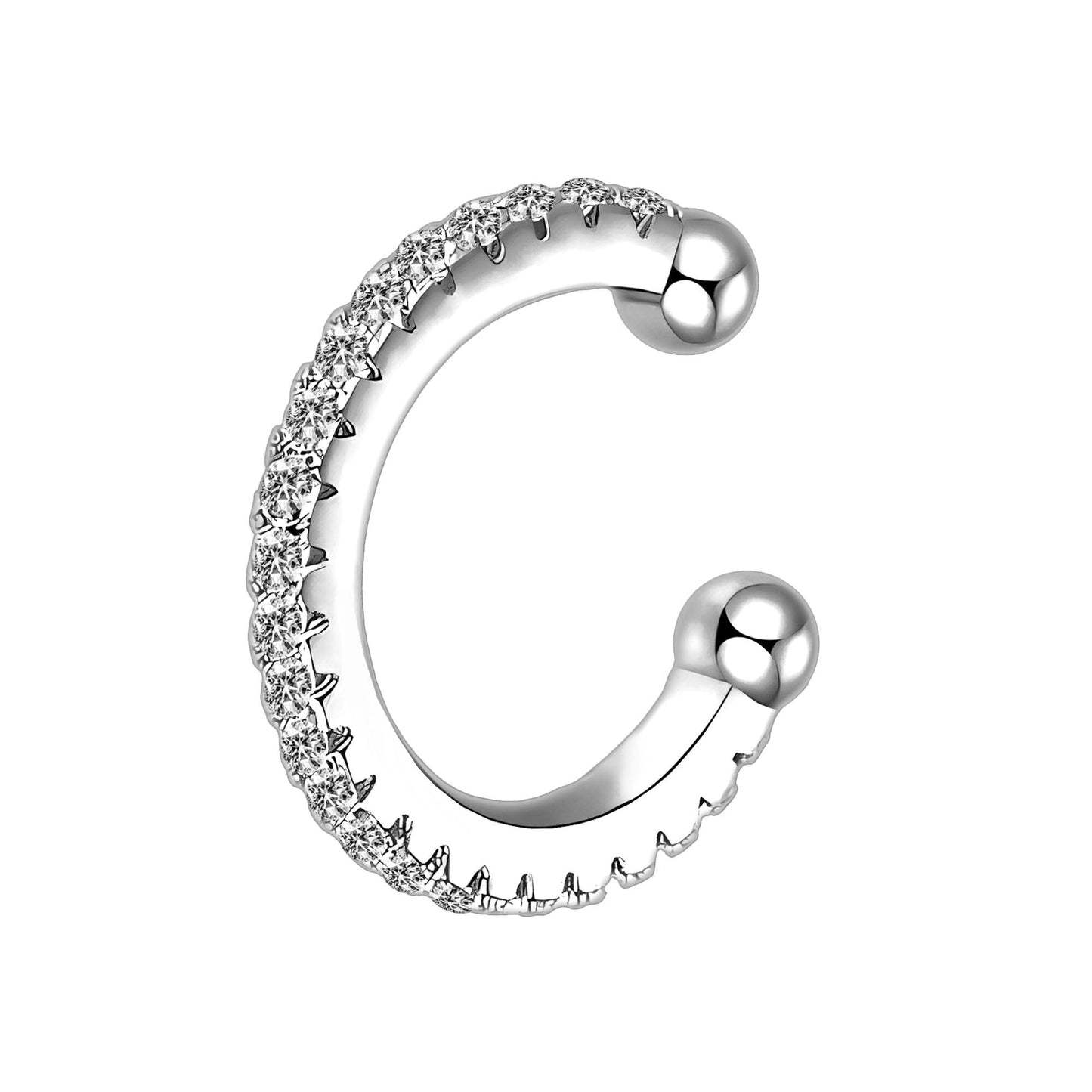 Platinum Plated Ear Cuff in Classic Style with Zirconia