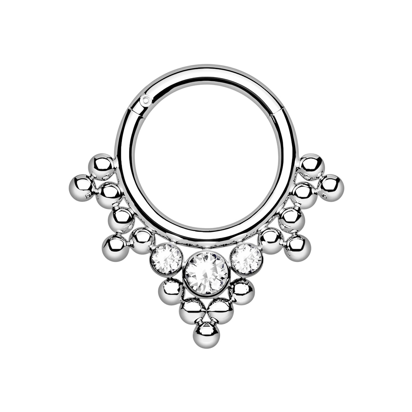 Titanium Clicker Ring with Bezel Set and Clear CZ