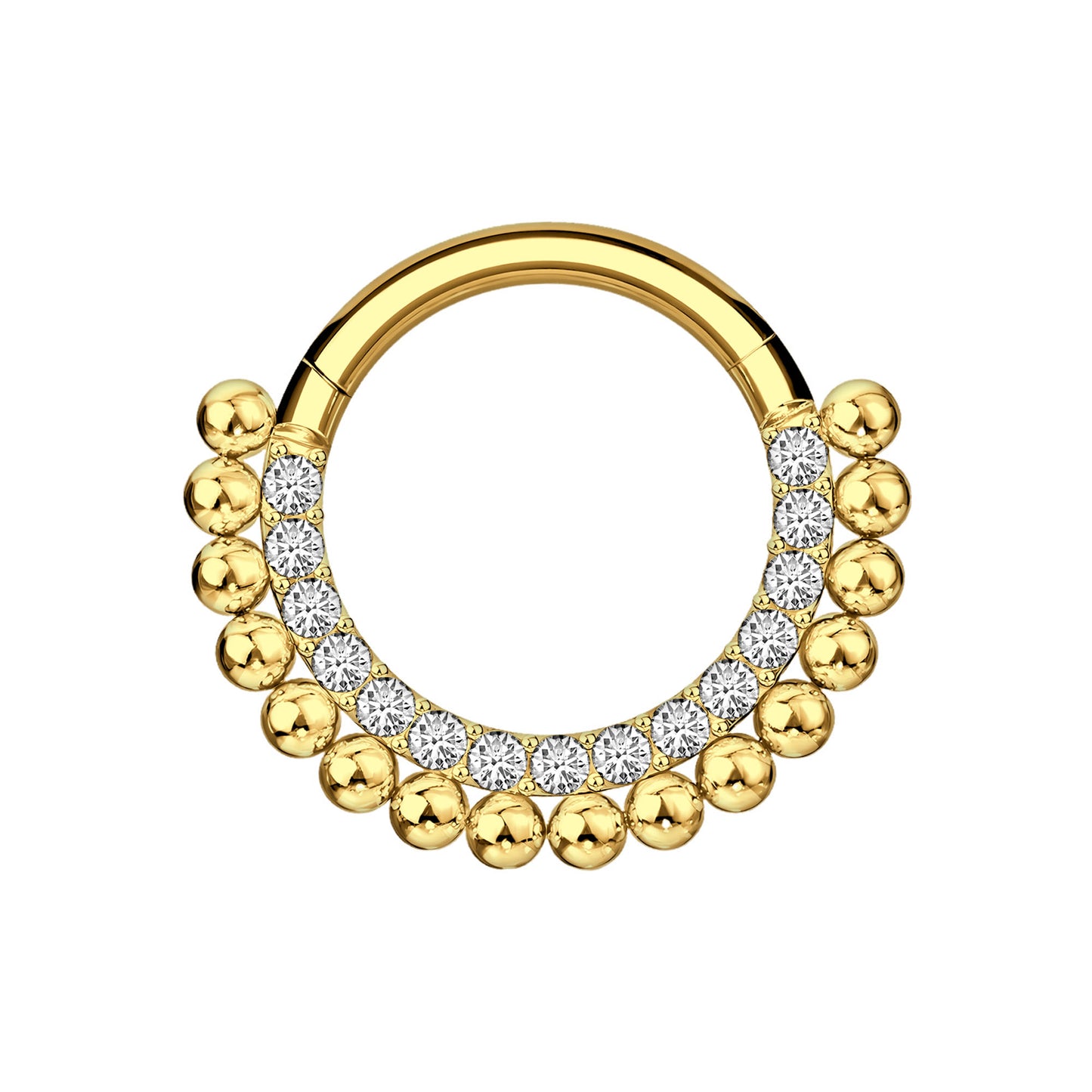 Titanium Clicker Ring with Beads and Crystals