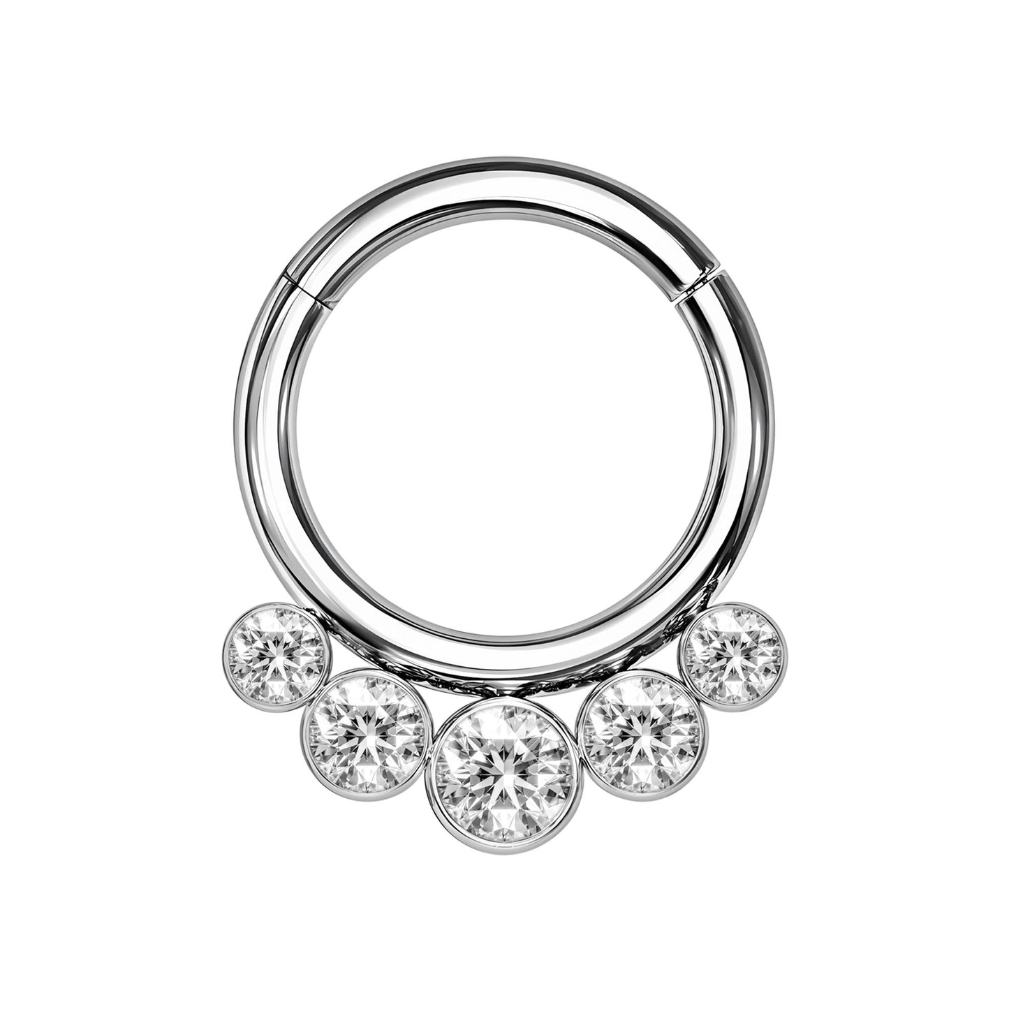 Titanium Clicker Ring with Five Zirconia Bezel Set