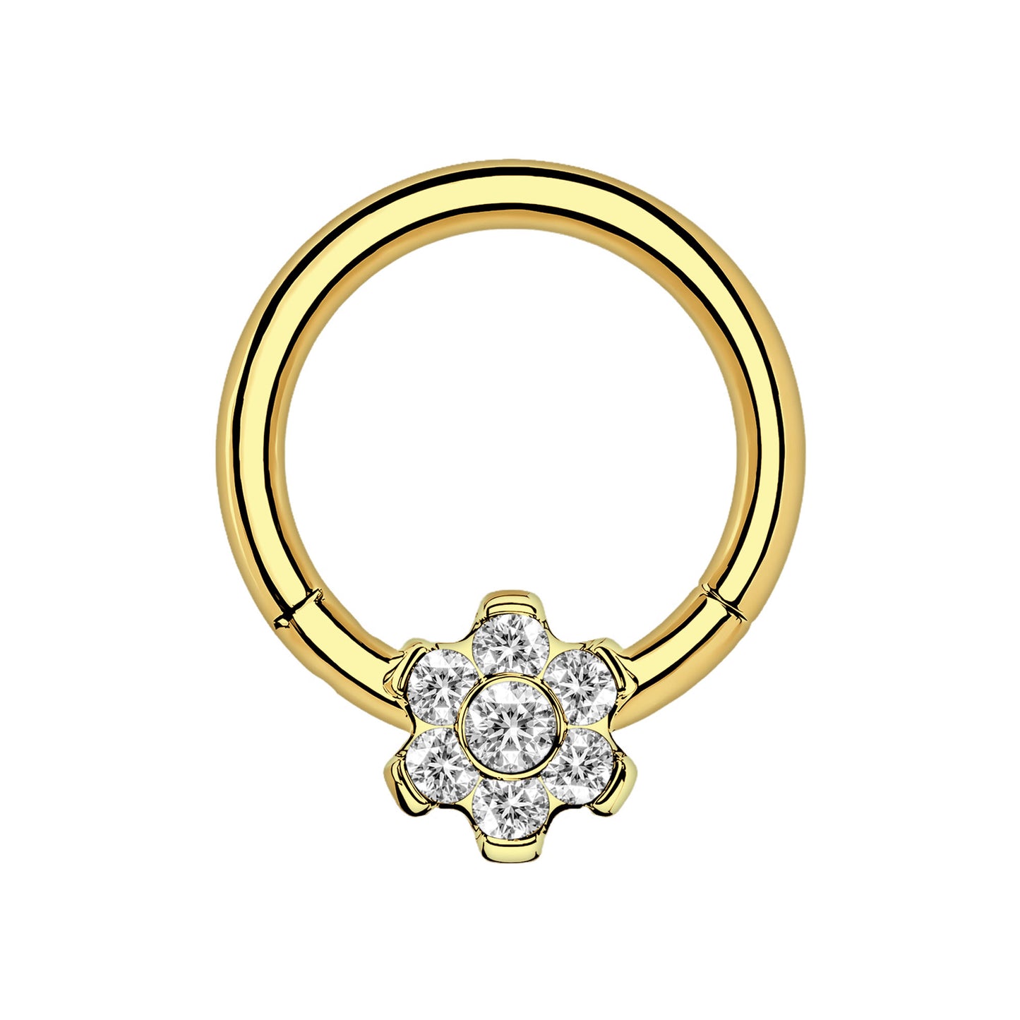 Titanium Clicker Ring with Flower Ornament