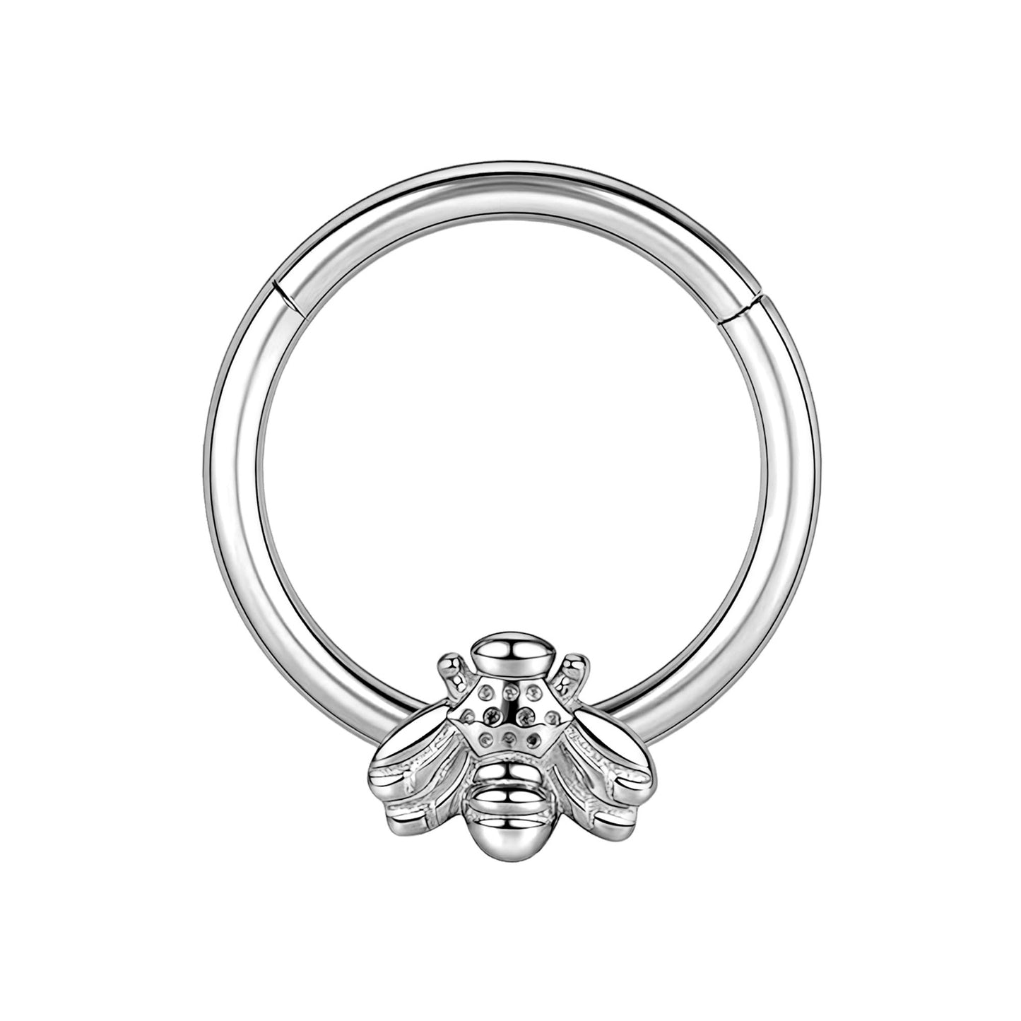 Titanium Clicker Ring with Fly Figure