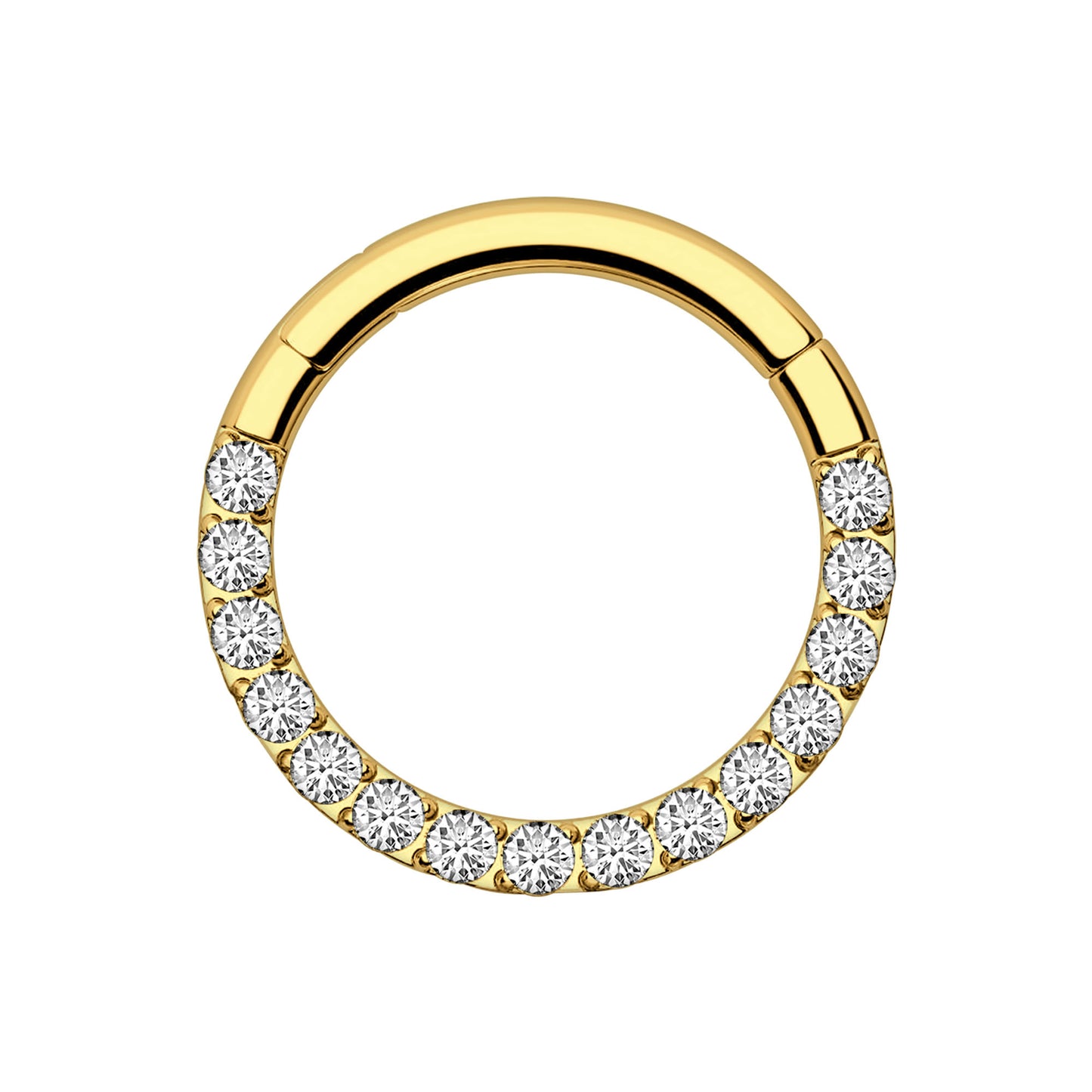 Titanium Clicker Ring in Classic Style with Clear CZ