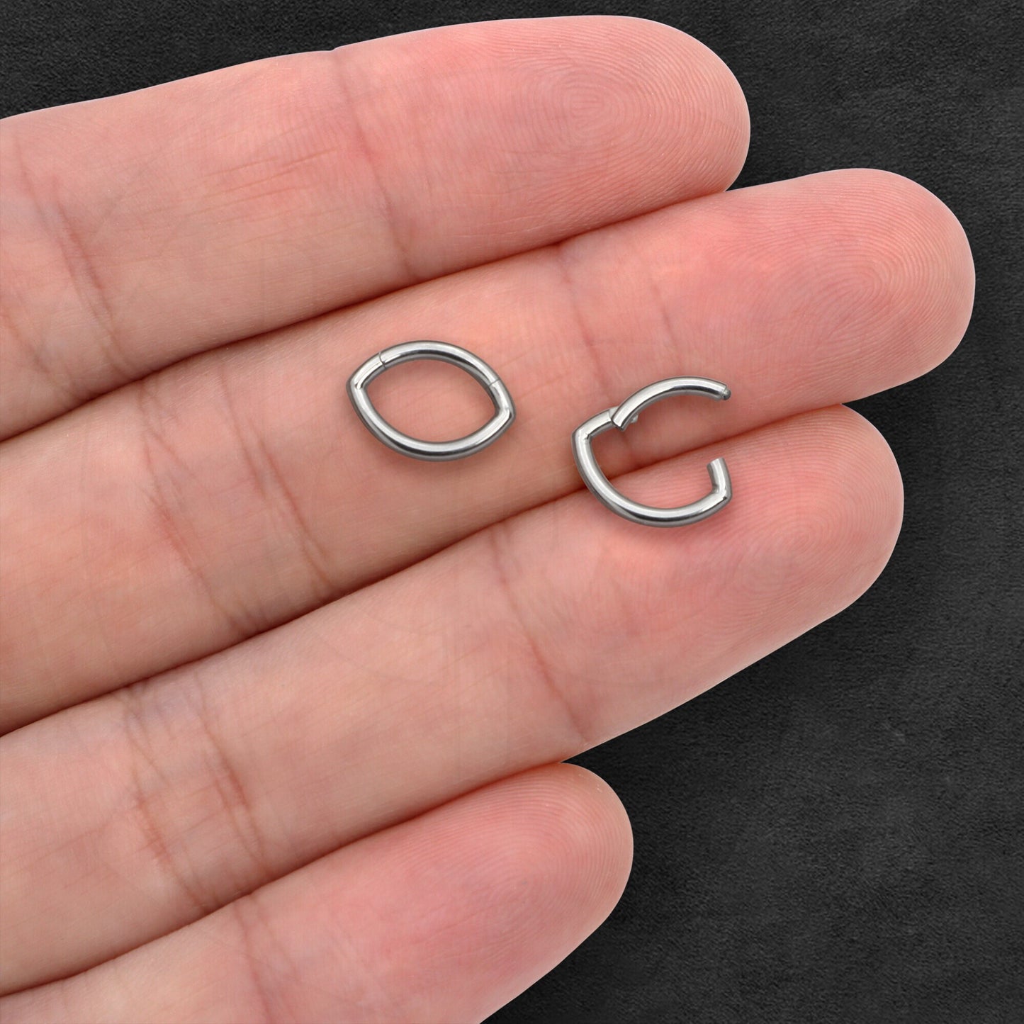 Titanium Clicker Ring in Oval Shape