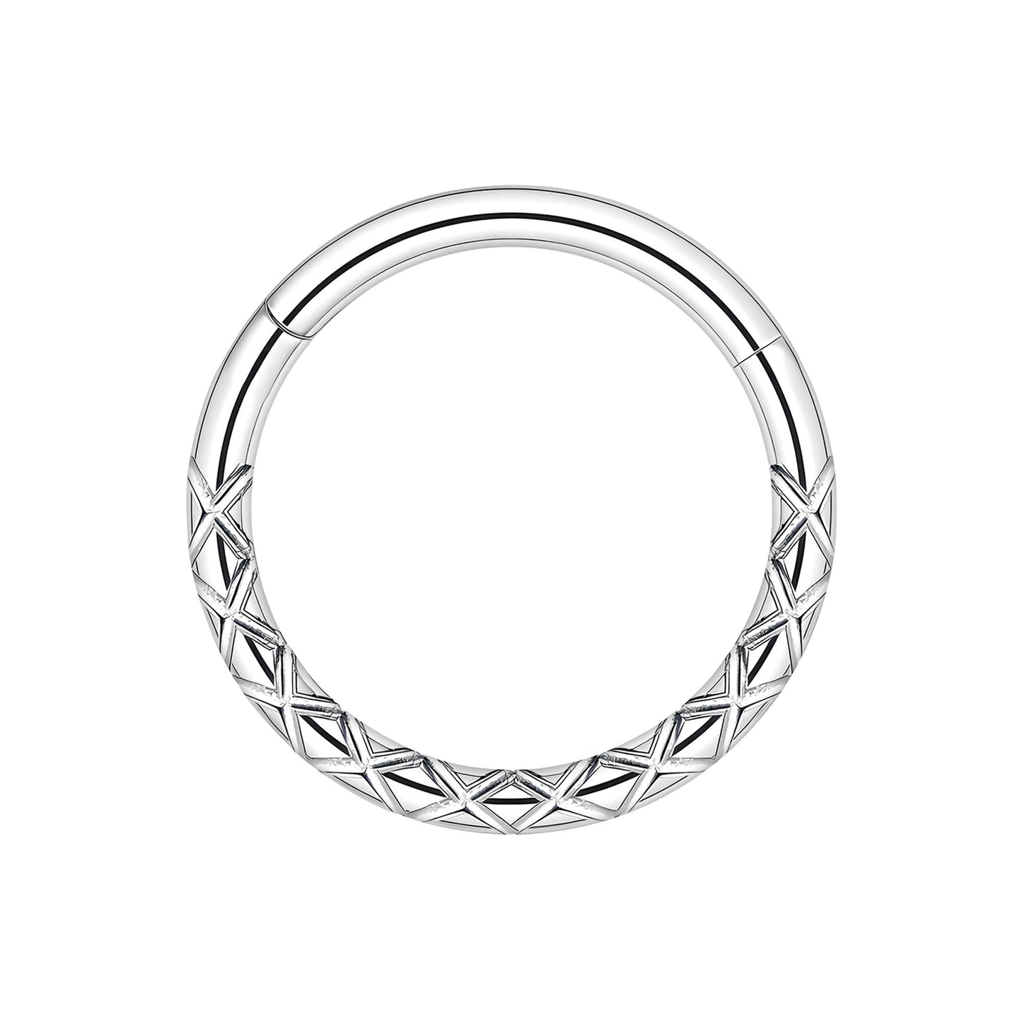 Titanium Clicker Ring with Crosses Pattern