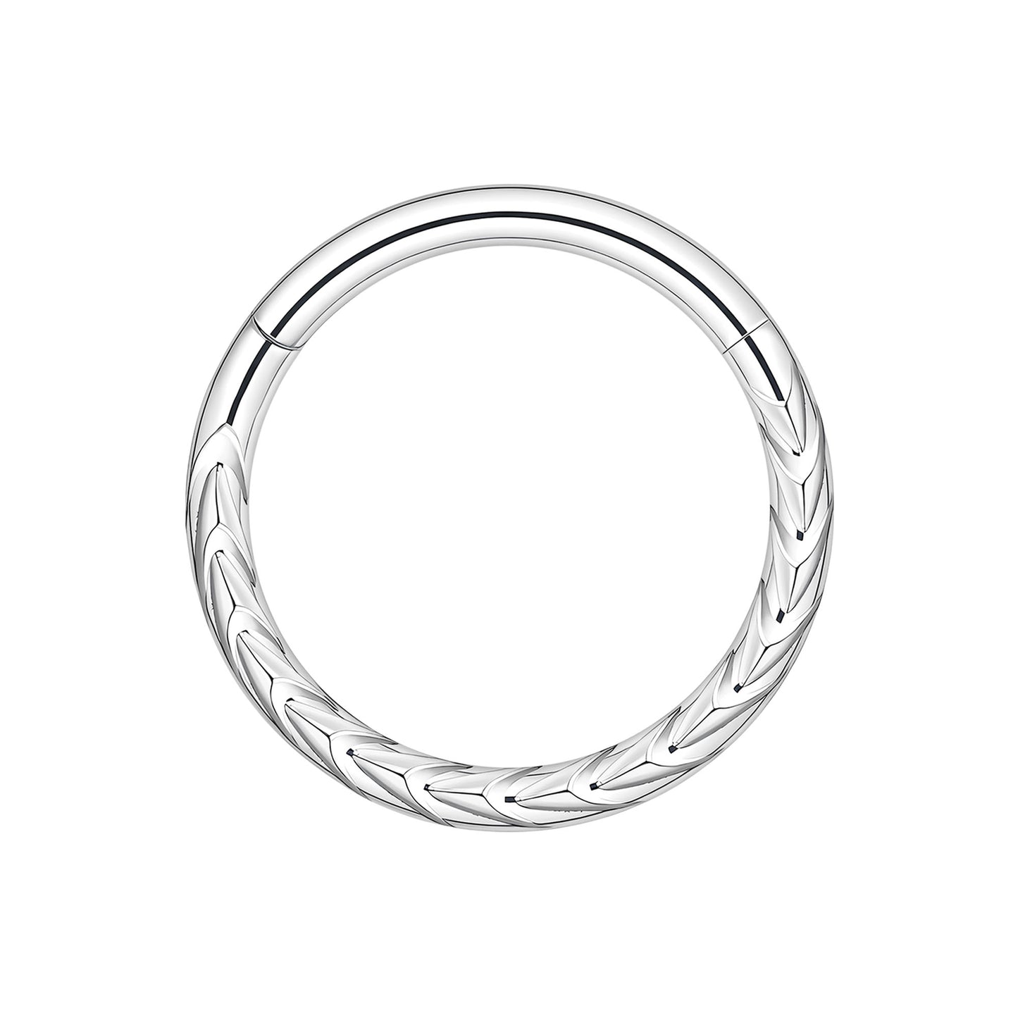 Titanium Clicker Ring with Arrows Pattern