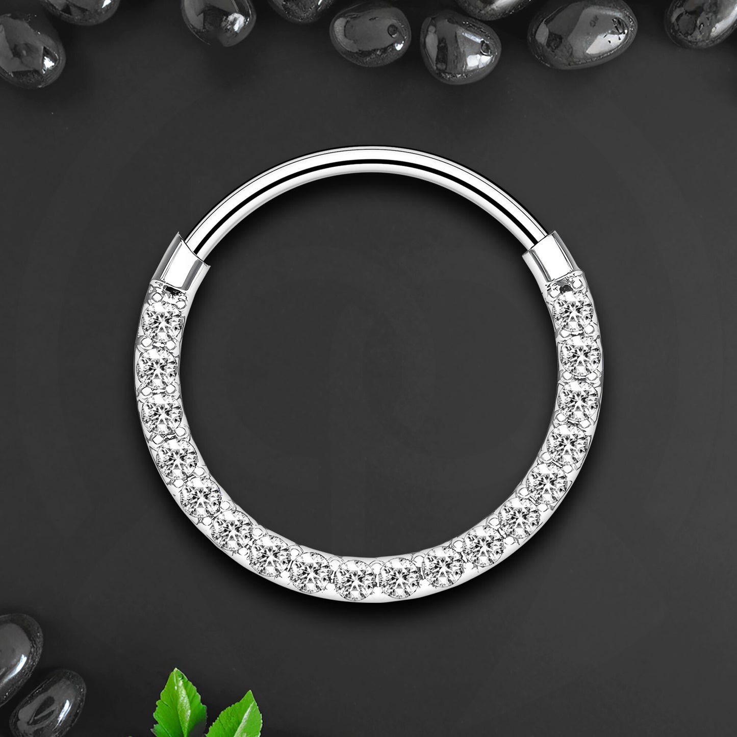 Titanium Clicker Ring with Thin Segment and Zirconia